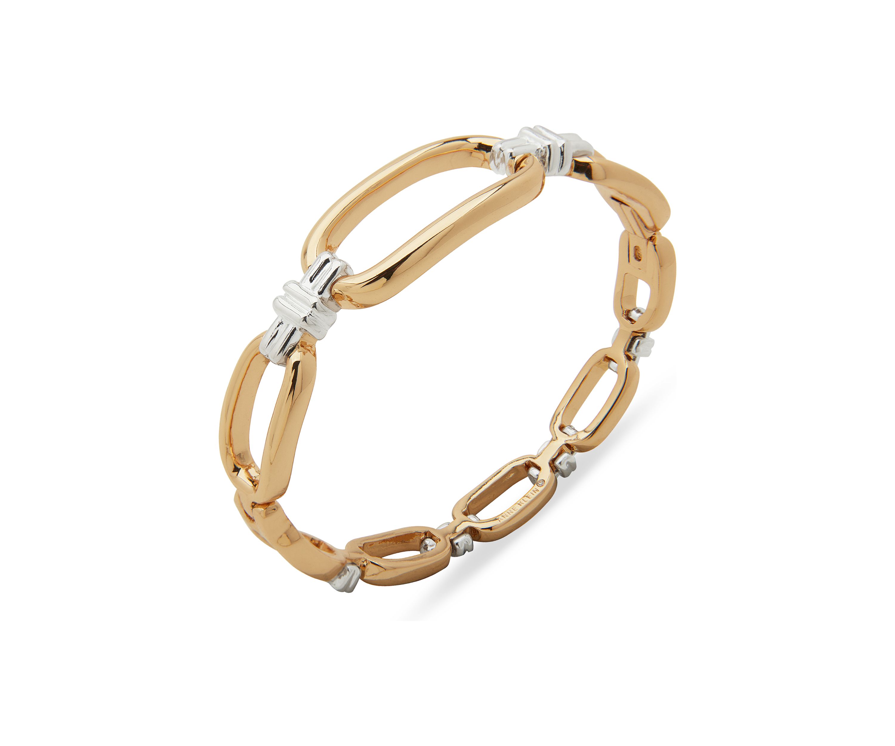 Two Tone Link Open Hinge Bangle Bracelet 