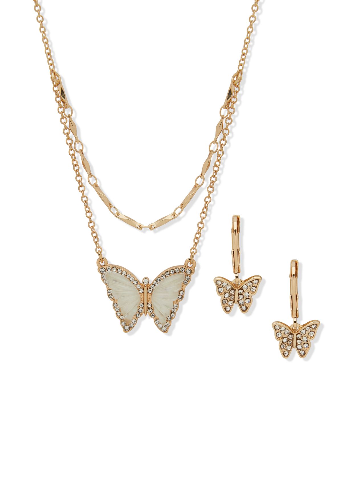  Crystal Motif Butterfly Necklace and Earring Set