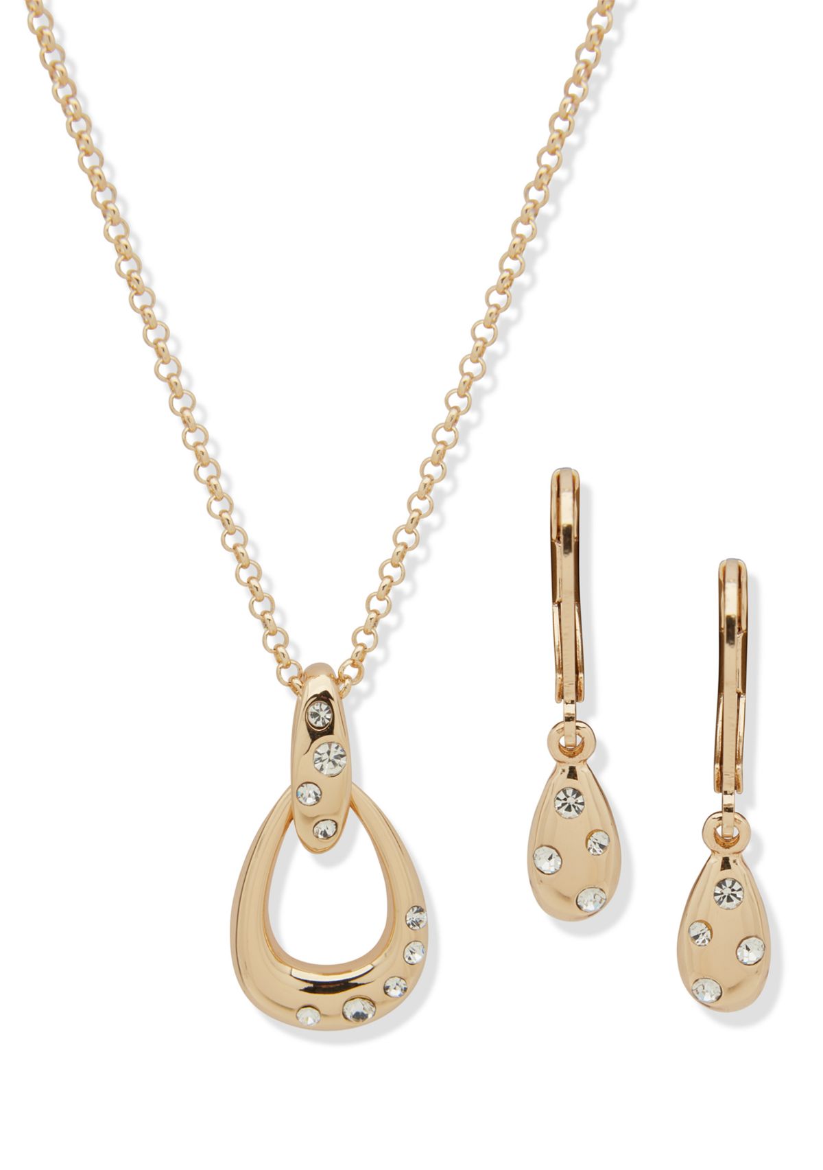 Crystal Pendant Necklace and Drop Earring Set