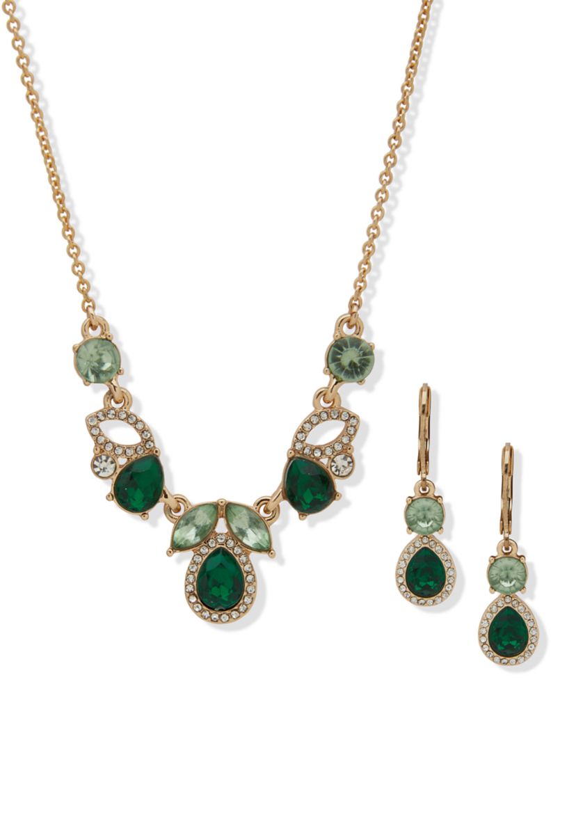 Crystal Cluster Necklace and Earring Set