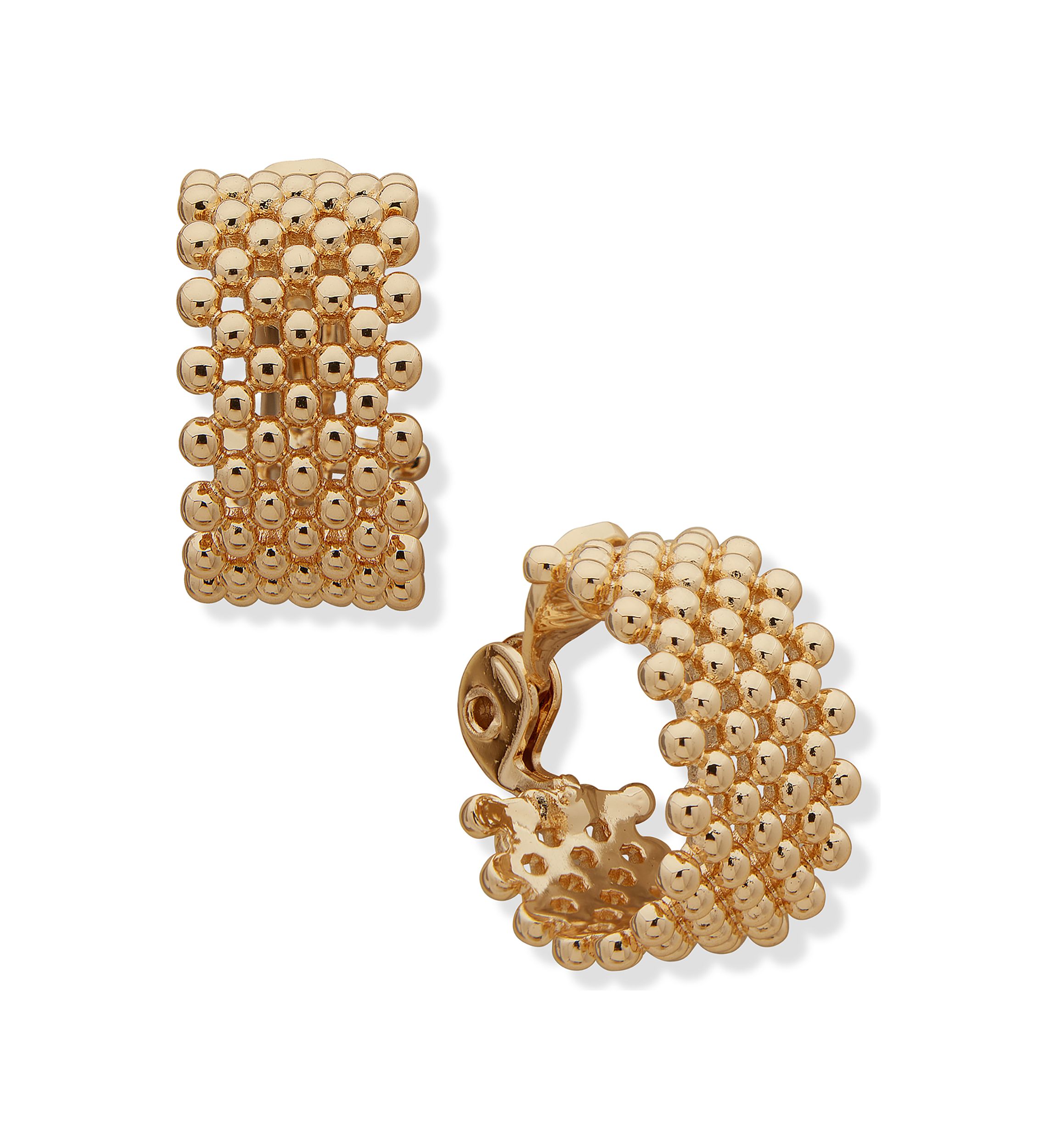 Gold Tone Chunky Hoop Clip Earrings