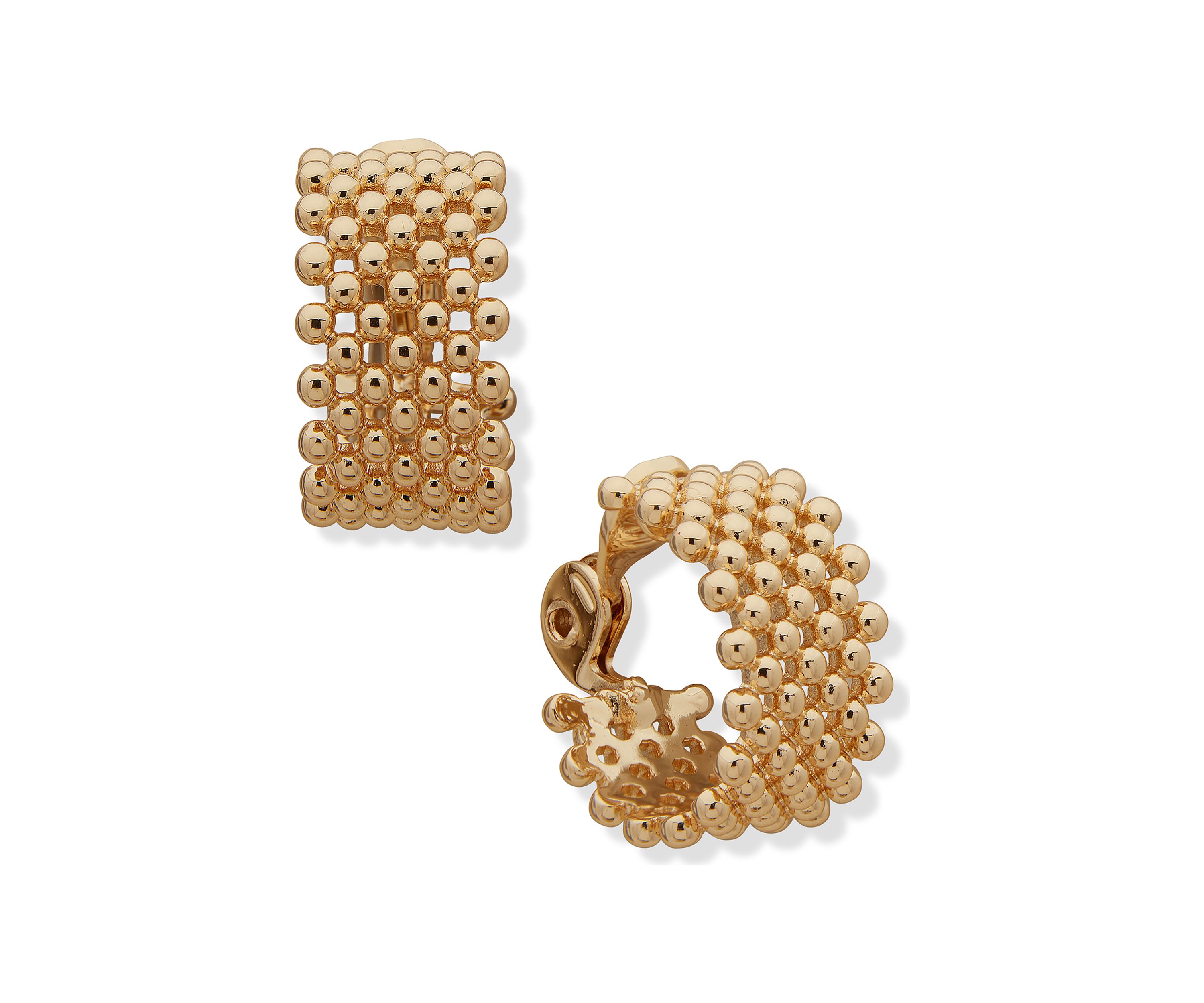 Gold Tone Chunky Hoop Clip Earrings