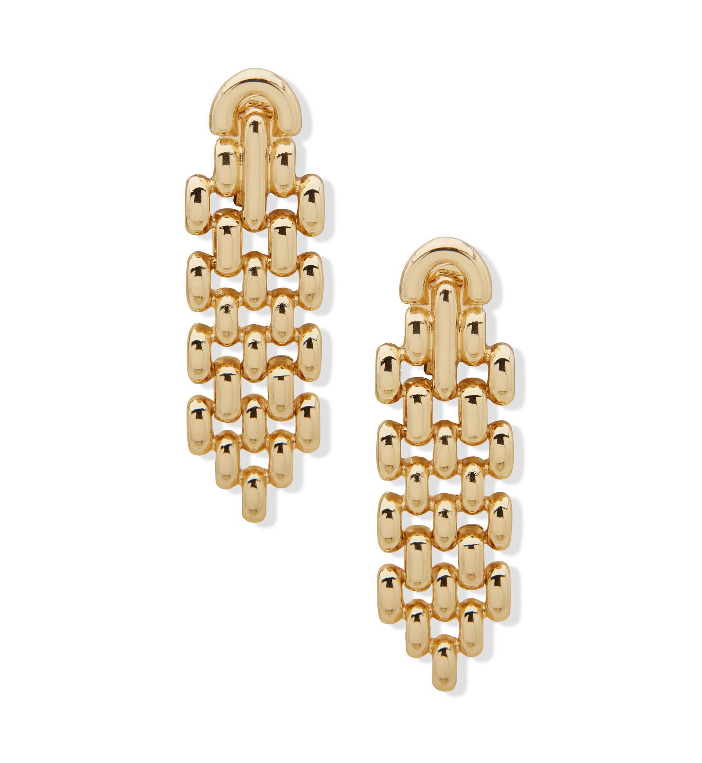 Gold Tone Connectable Linear Comfort Clip Earrings