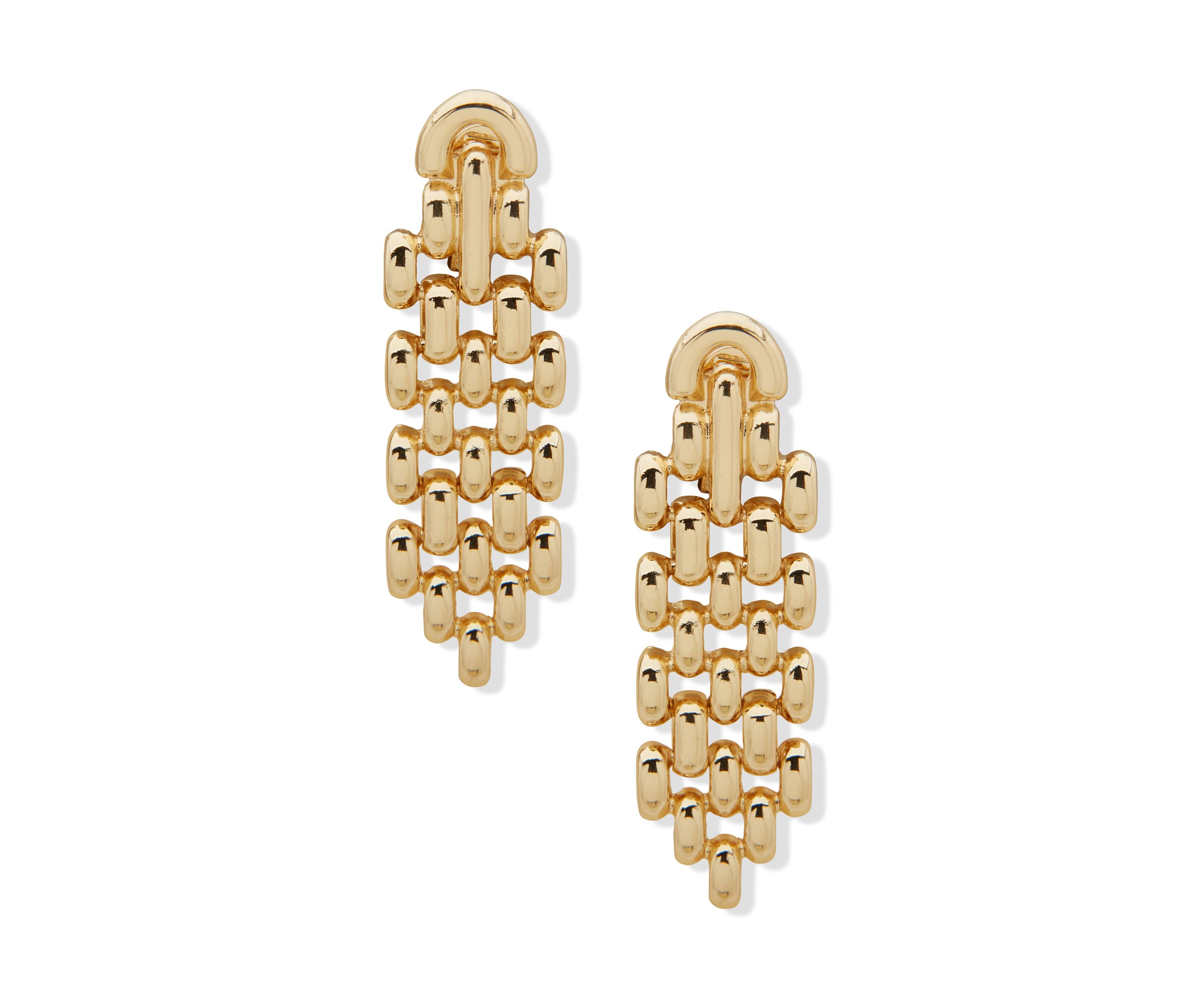 Gold Tone Connectable Linear Comfort Clip Earrings