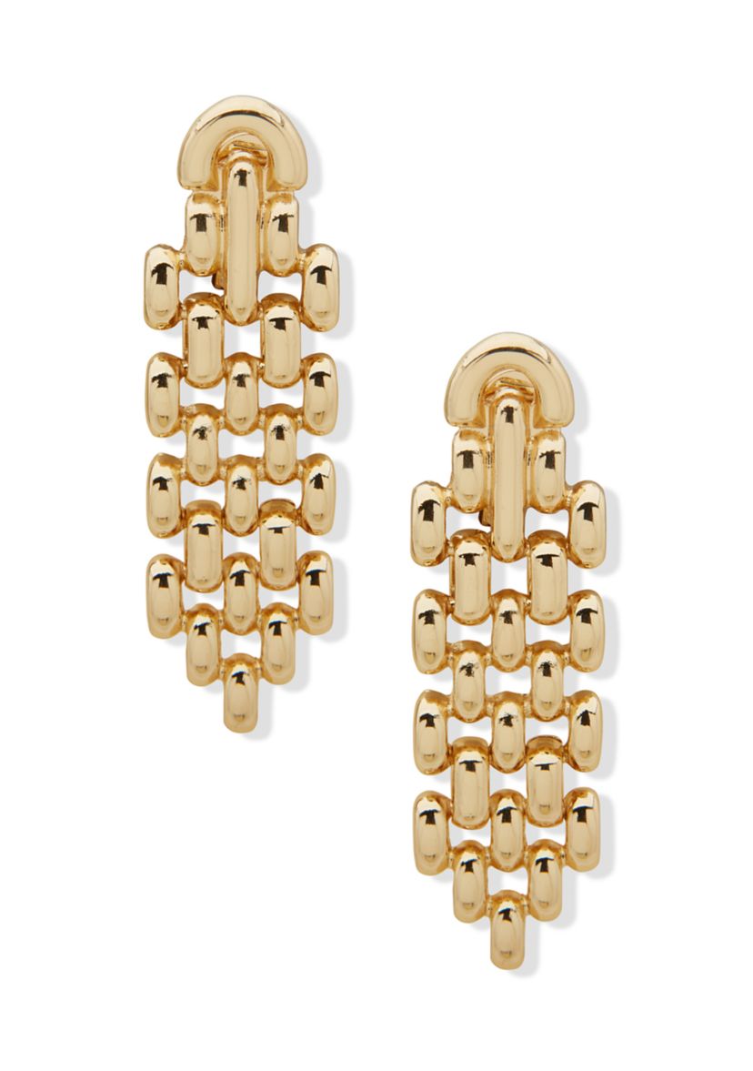 Gold Tone Connectable Linear Comfort Clip Earrings