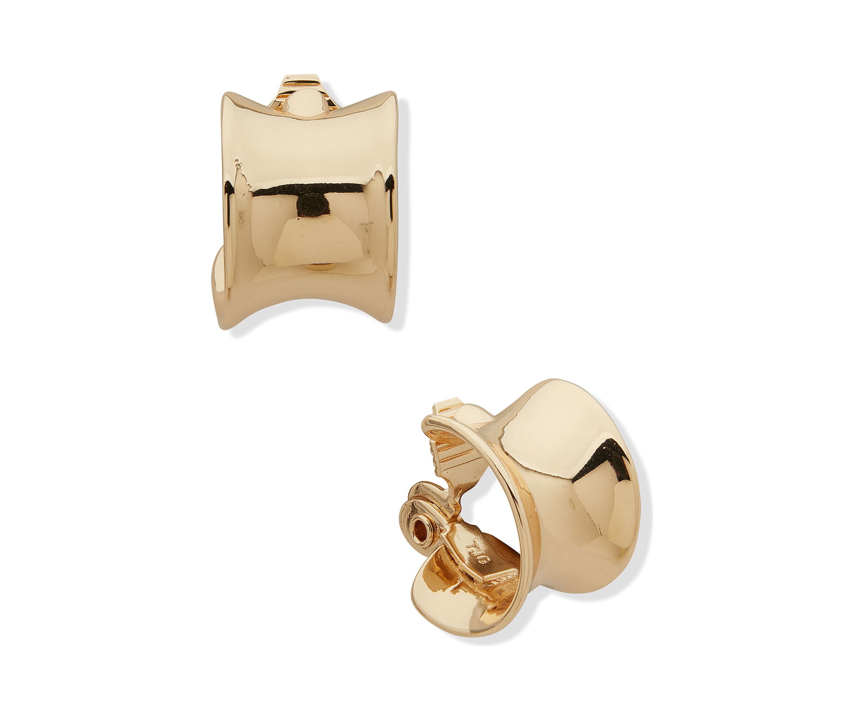 Gold Tone Chunky Huggie Hoop EZ Comfort Clip Earrings