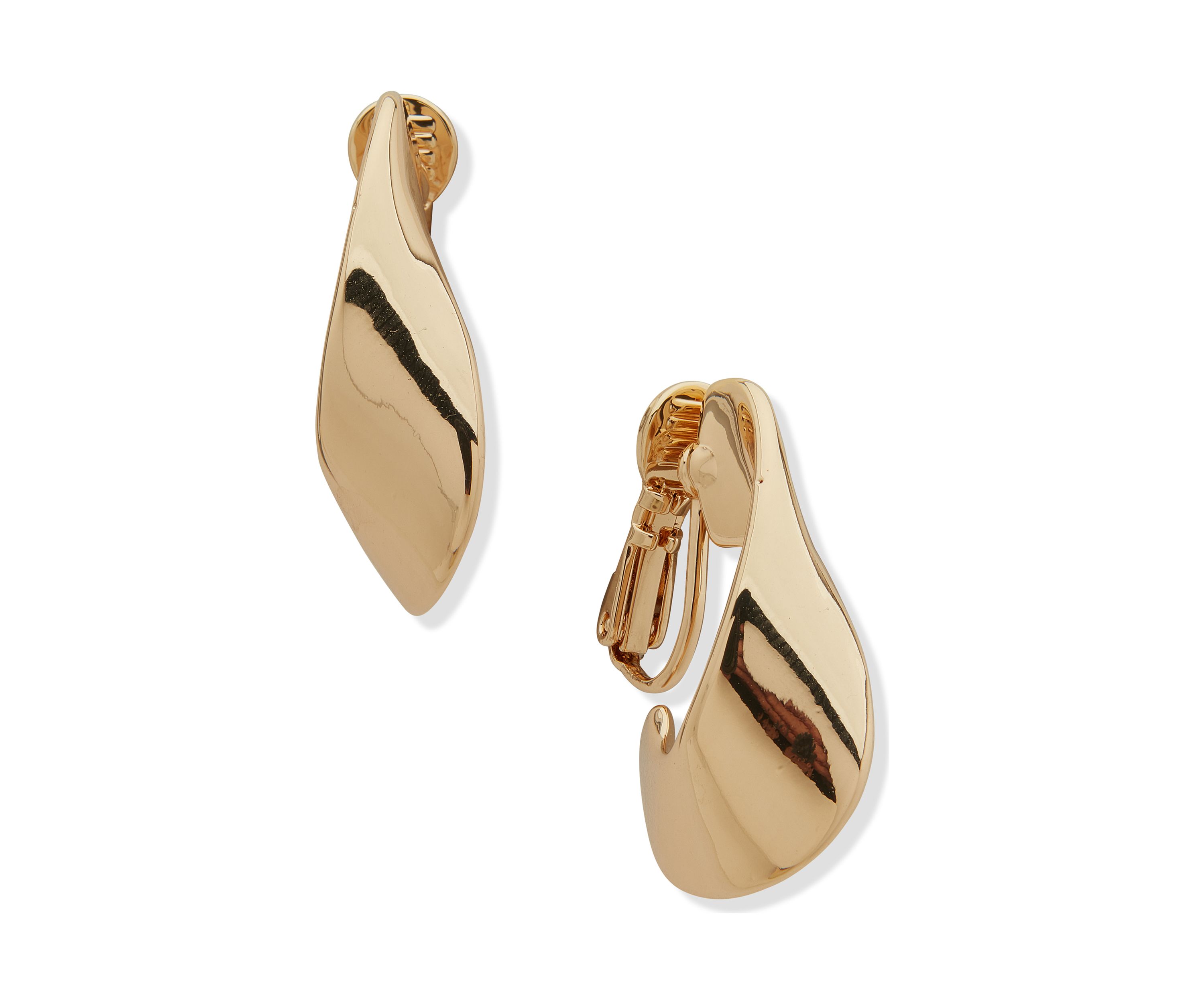 Gold Tone Twisted Large Hoop EZ Comfort Clip Earrings