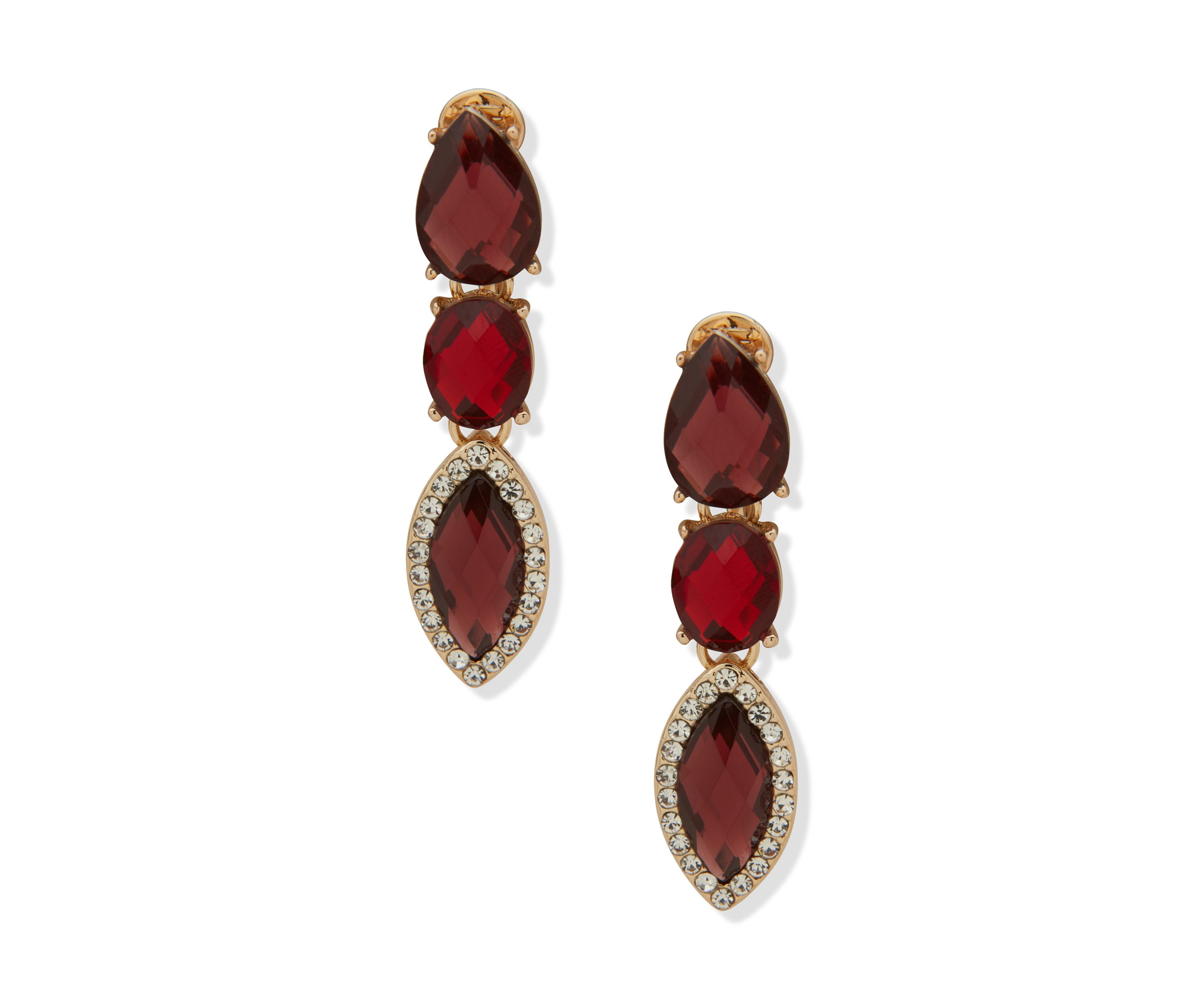 Red Crystal Linear Earrings