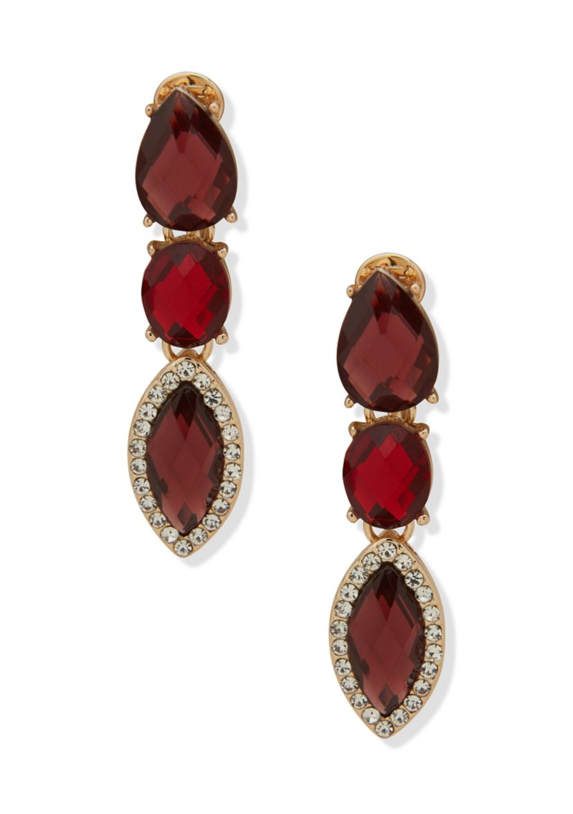 Red Crystal Linear Earrings