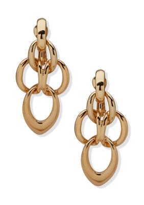Anne Klein Over Lapping Link Drop Earrings, Gold