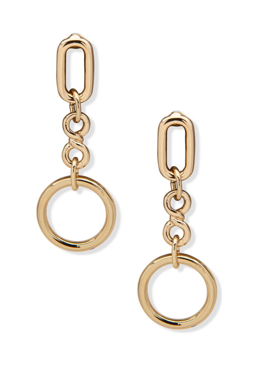 Gold Tone Linear Chain Earrings 