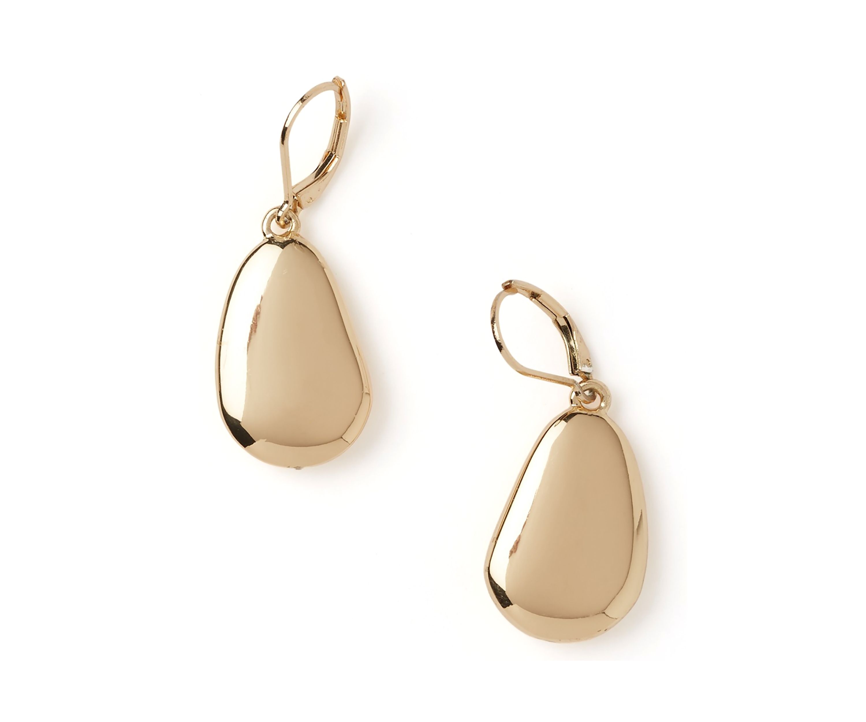 Gold Tone Pebble Drop Earrings