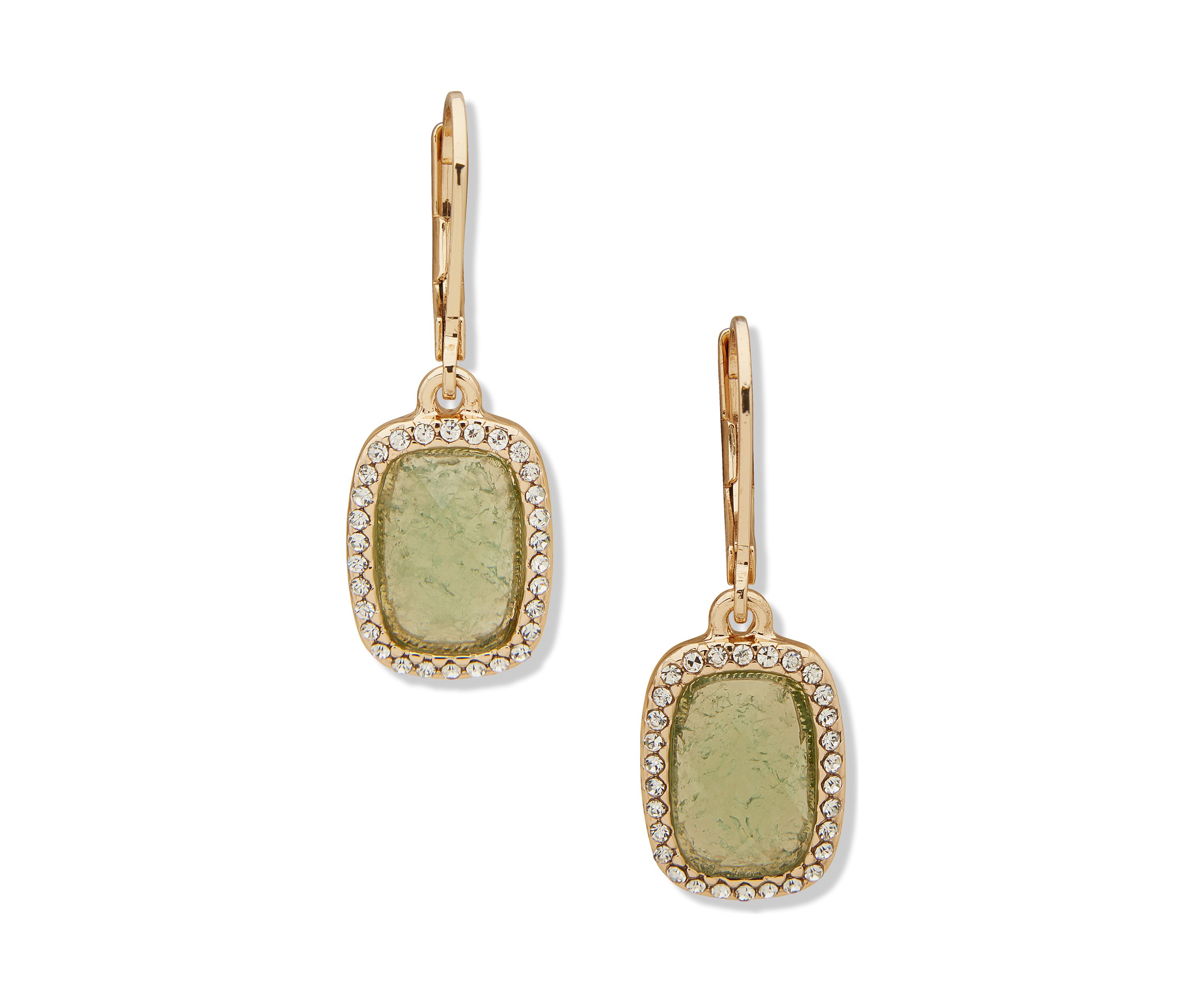 Gold Tone Stone Drop Earrings
