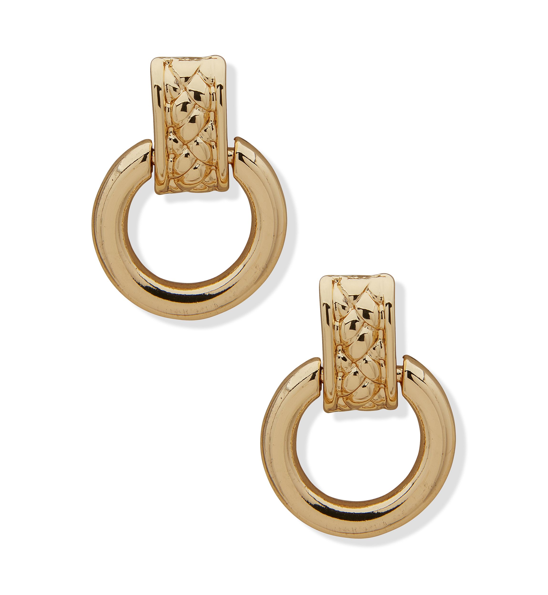 Gold Tone Doorknocker Earrings
