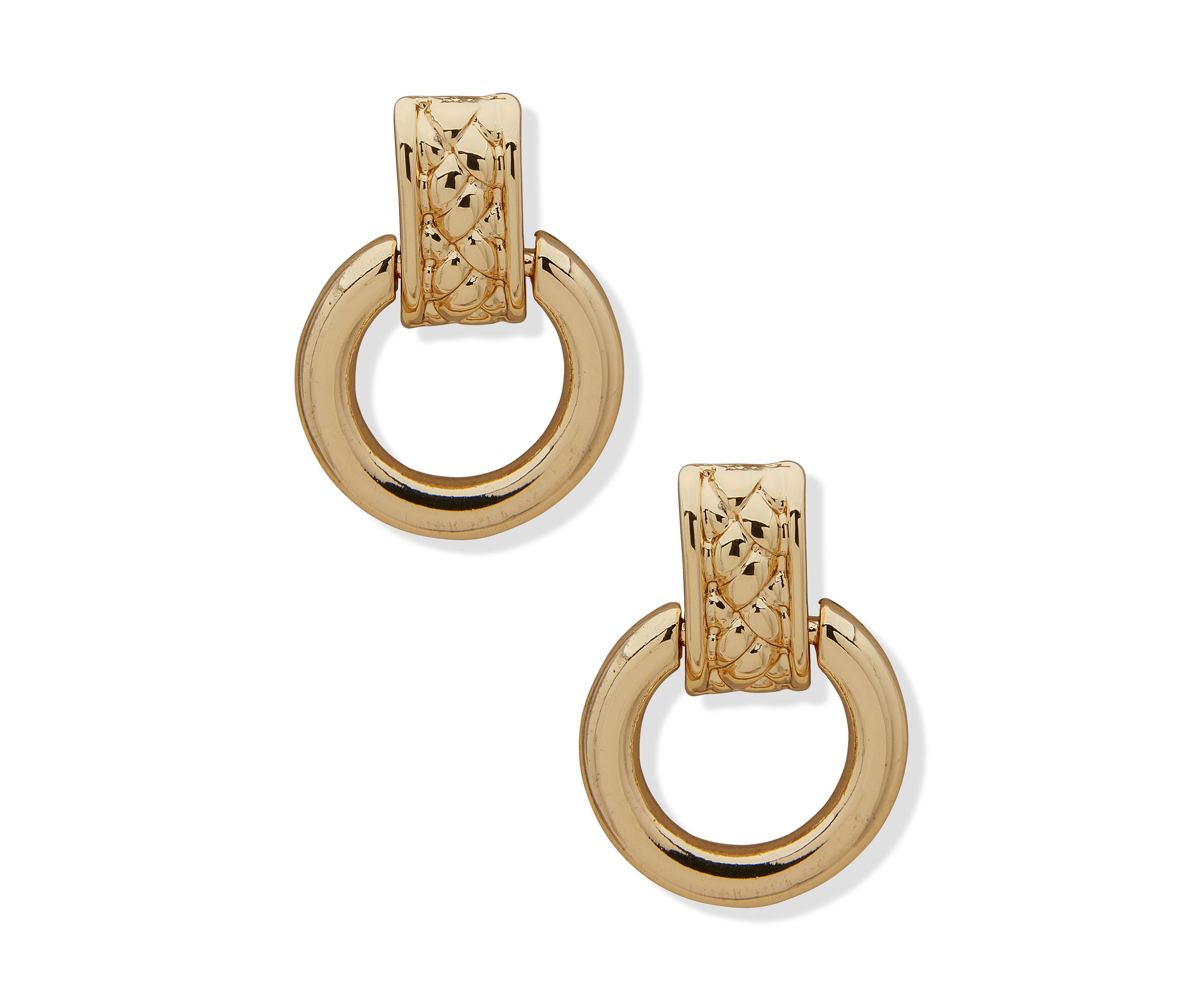 Gold Tone Doorknocker Earrings