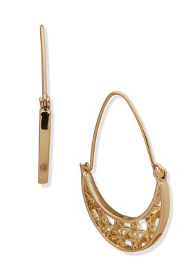 Gold Tone Hinge Hoop Earrings