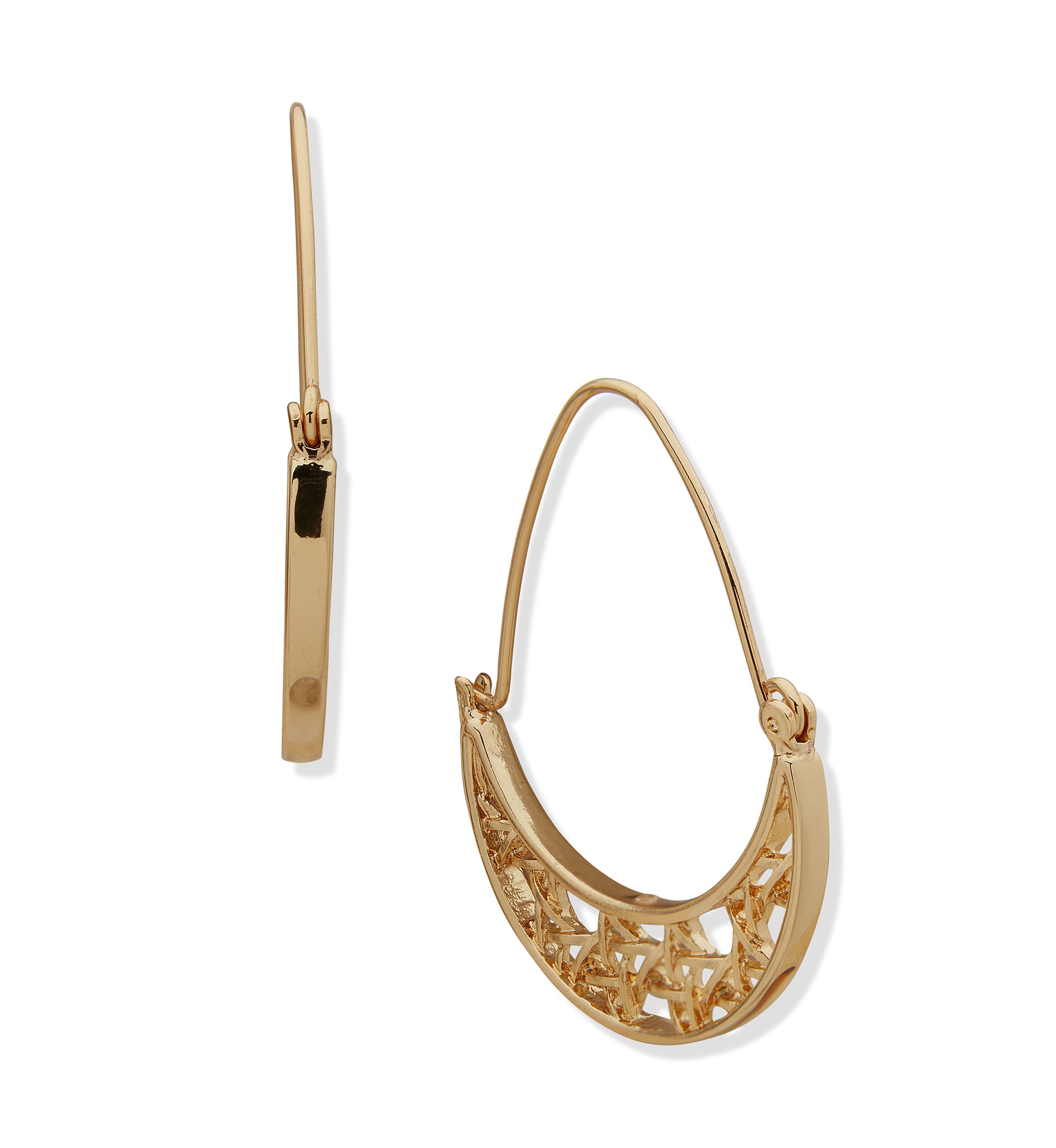 Gold Tone Hinge Hoop Earrings