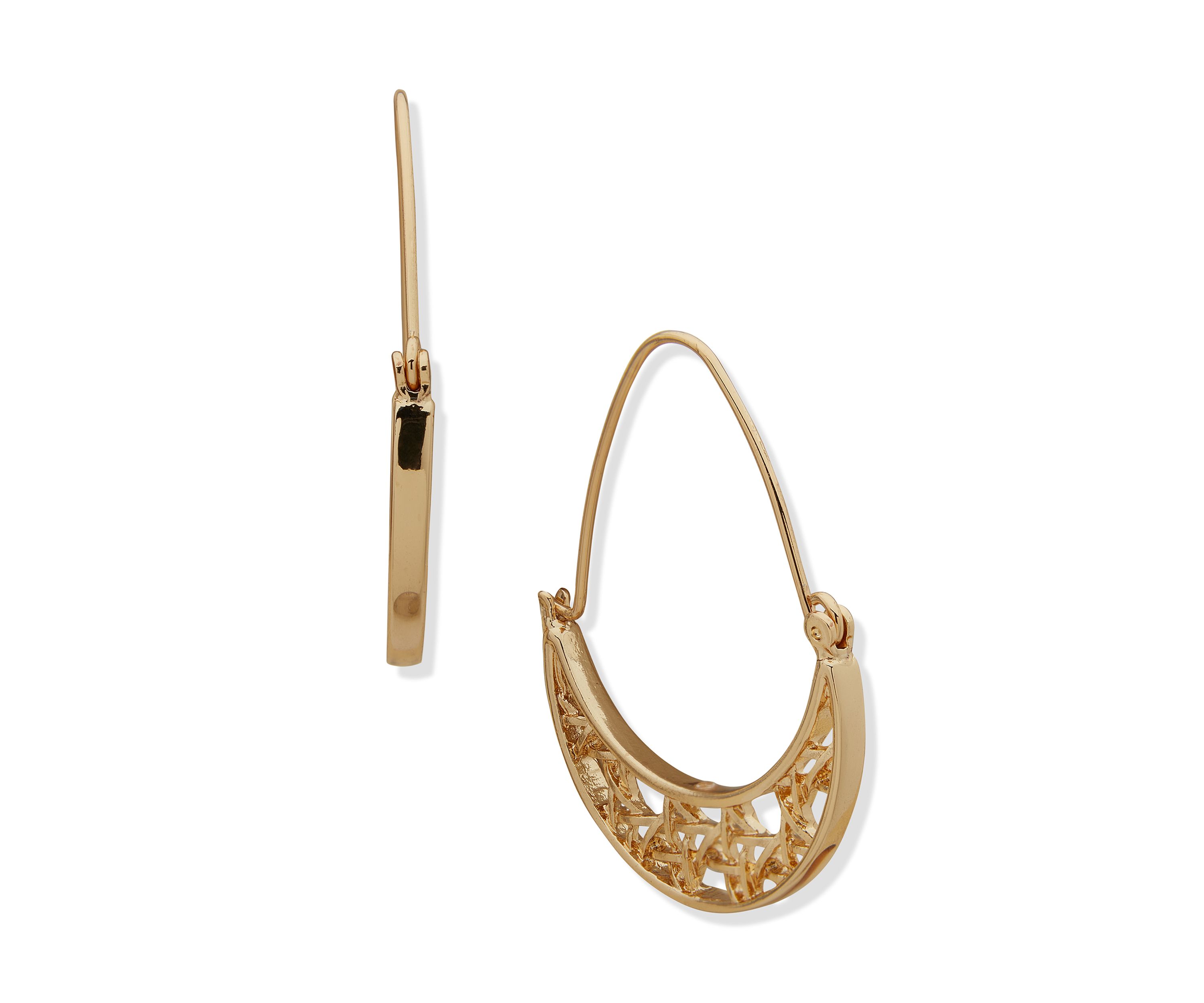 Gold Tone Hinge Hoop Earrings
