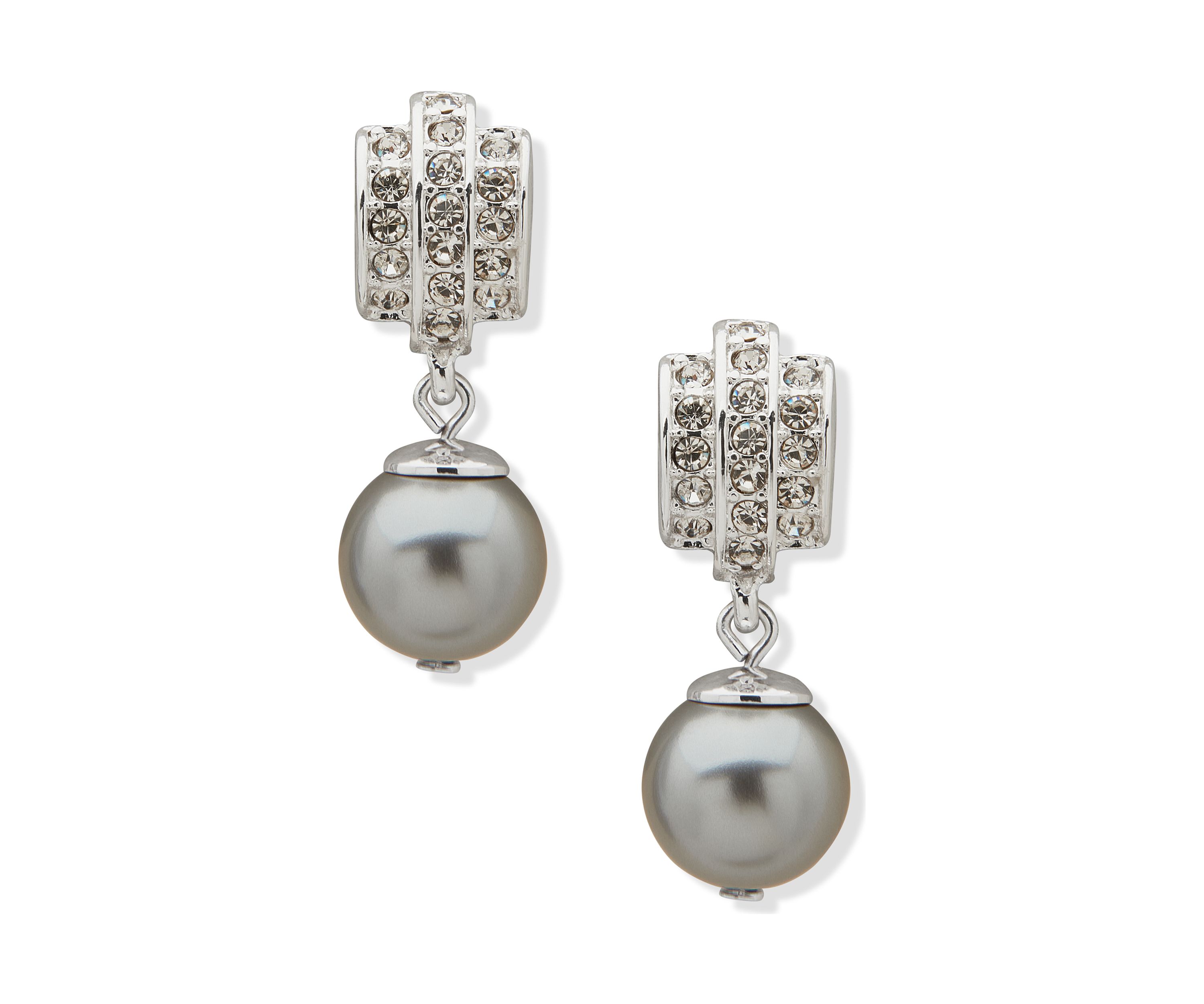 Dome Button Pearl Drop Earrings