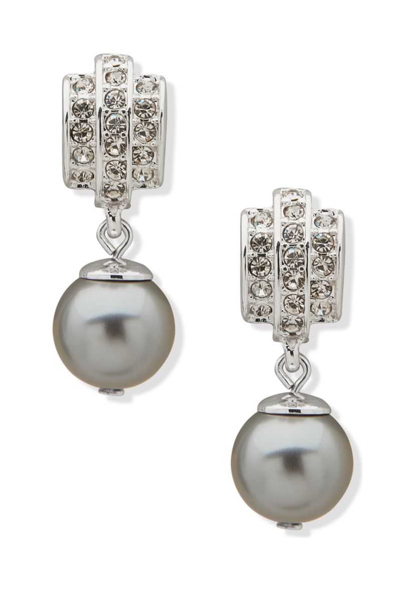 Dome Button Pearl Drop Earrings