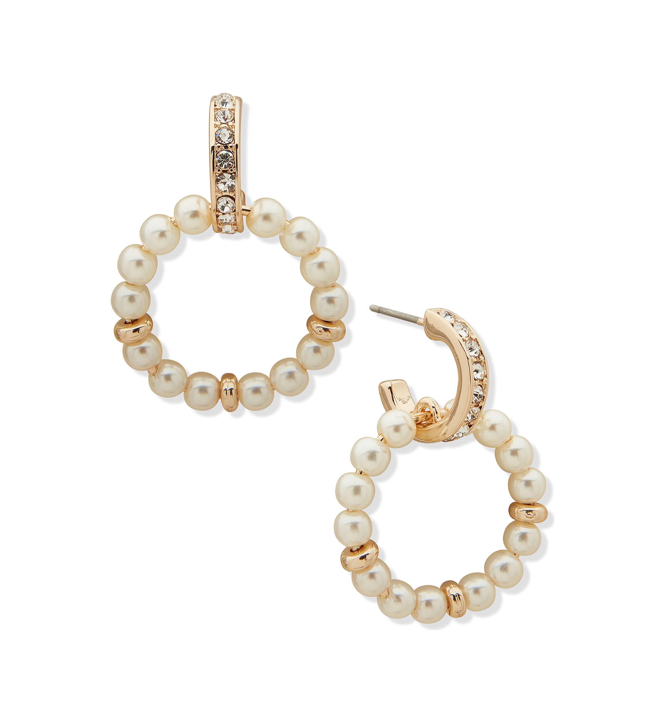 Gold Tone Huggie Open Ring Drop Earrings