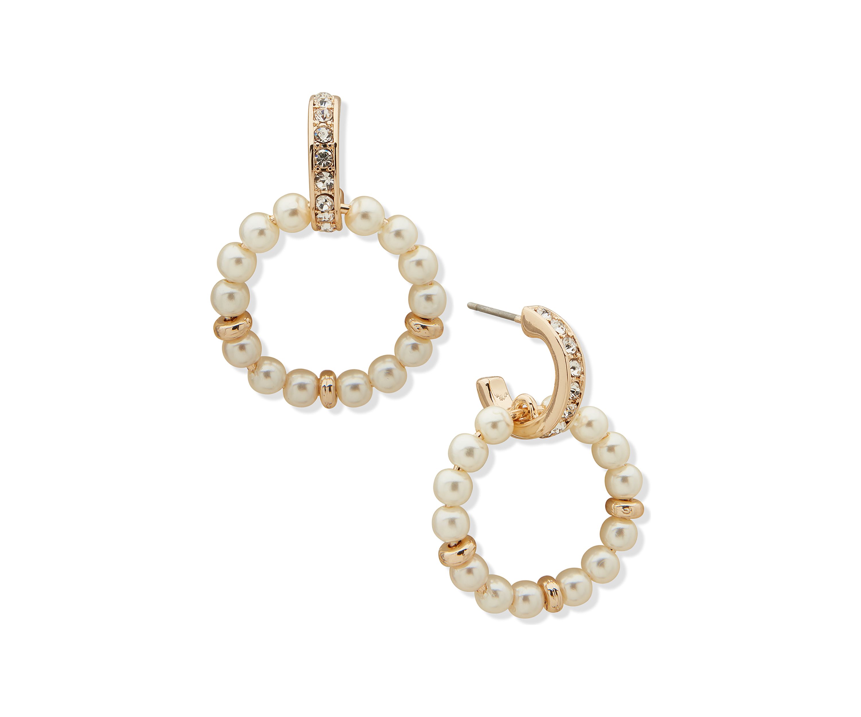 Gold Tone Huggie Open Ring Drop Earrings