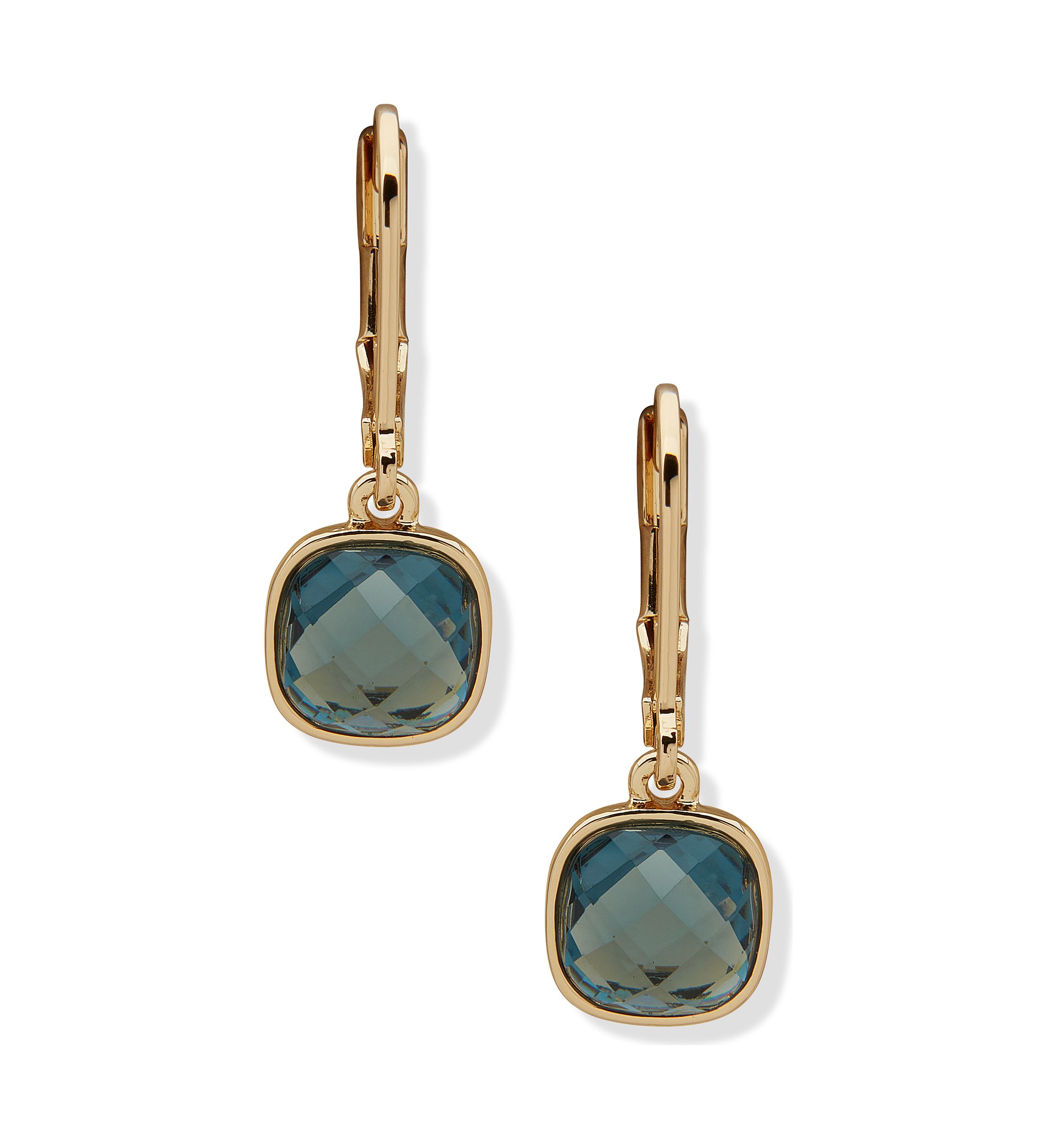 Gold Tone Stone Drop Earrings