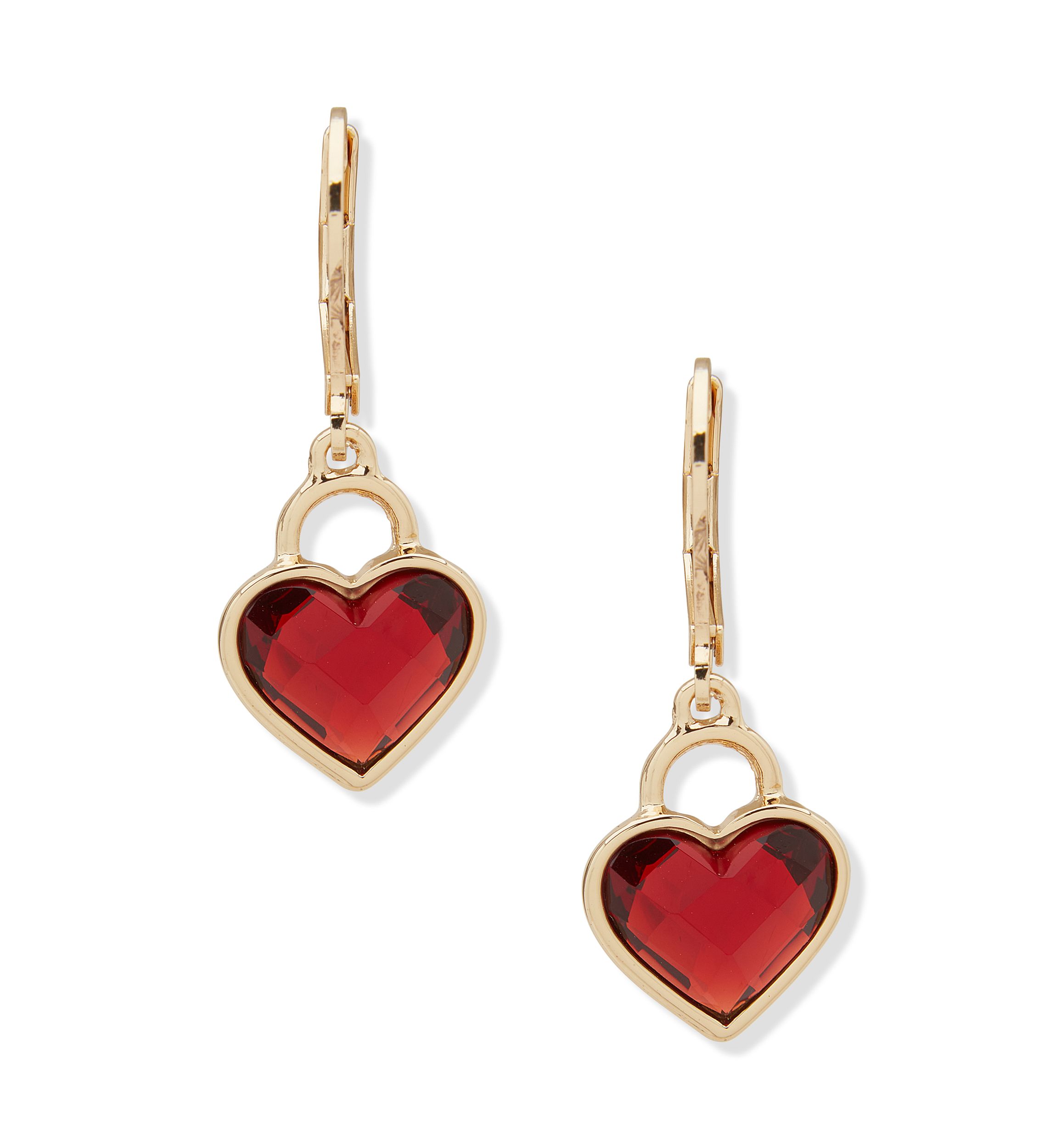 Gold Tone Heart Drop Earrings