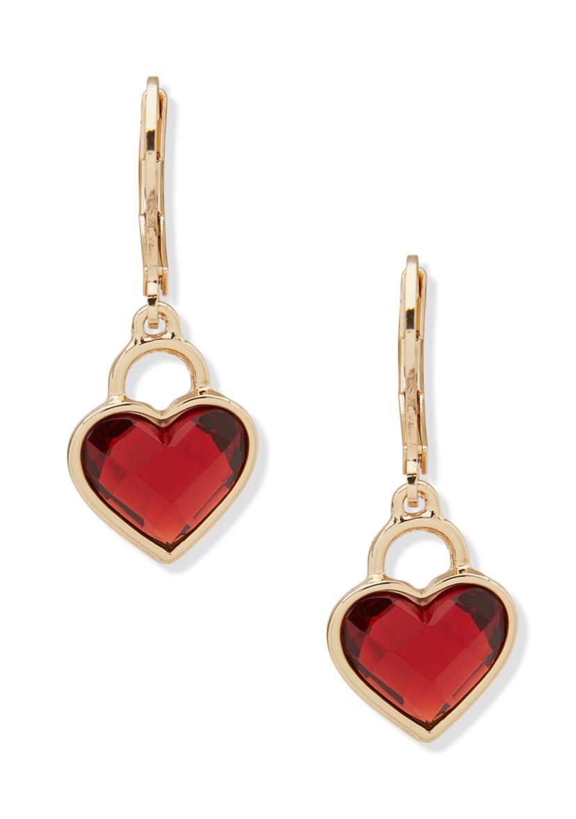 Gold Tone Heart Drop Earrings