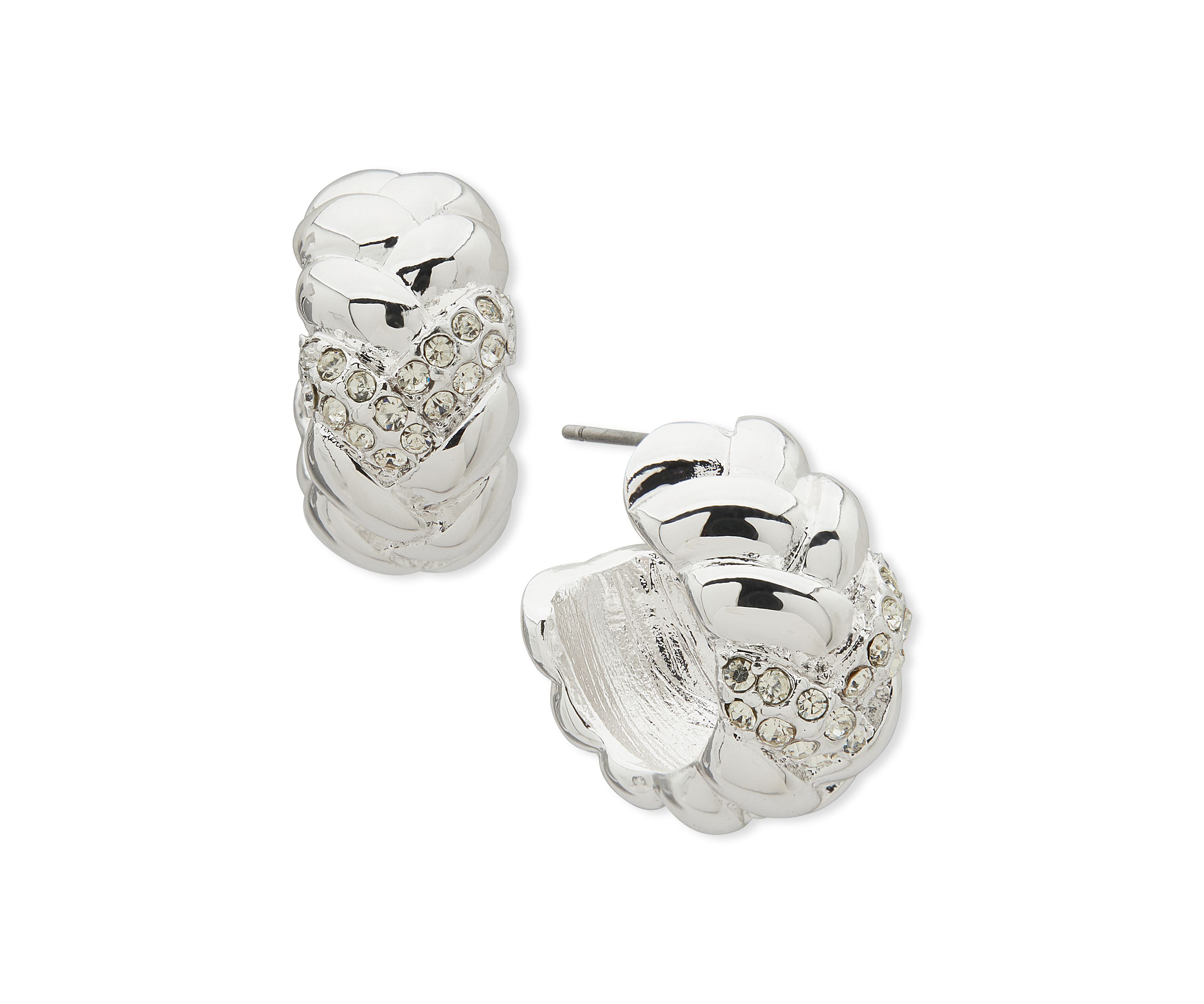 Crystal 11 Millimeter Braided Hoop Earrings