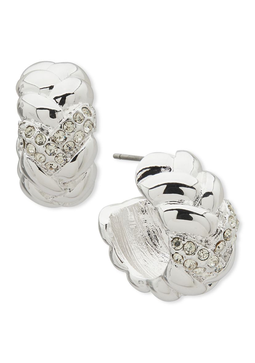 Crystal 11 Millimeter Braided Hoop Earrings