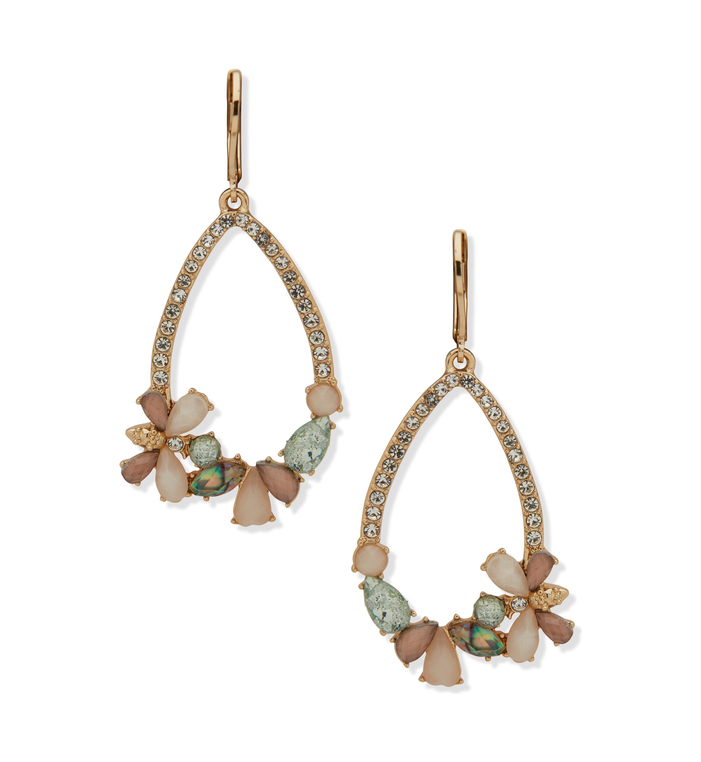 Gold Tone Multi Teardrop Bee Earrings