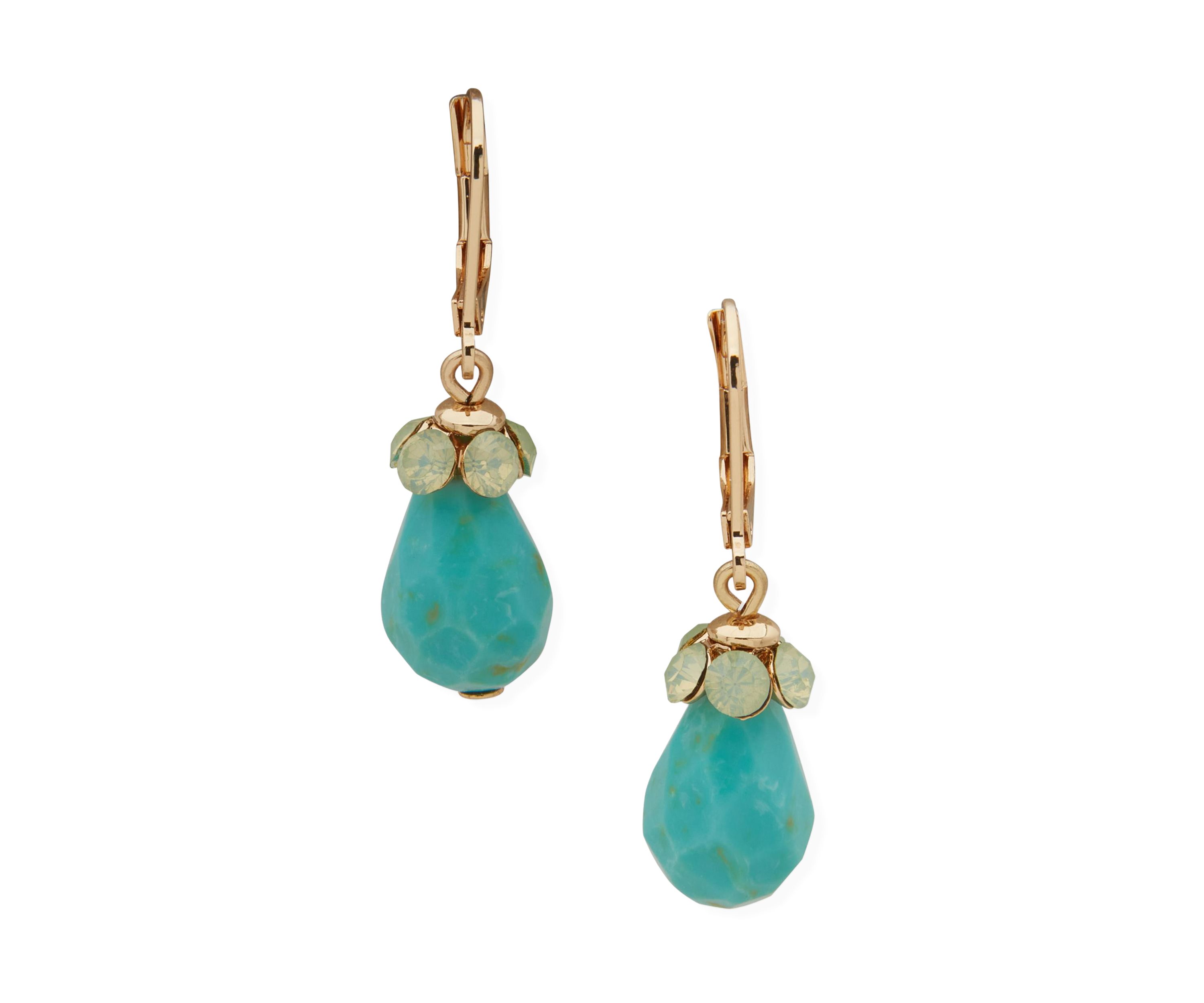 Gold Tone Multi Bead Drop Earrings