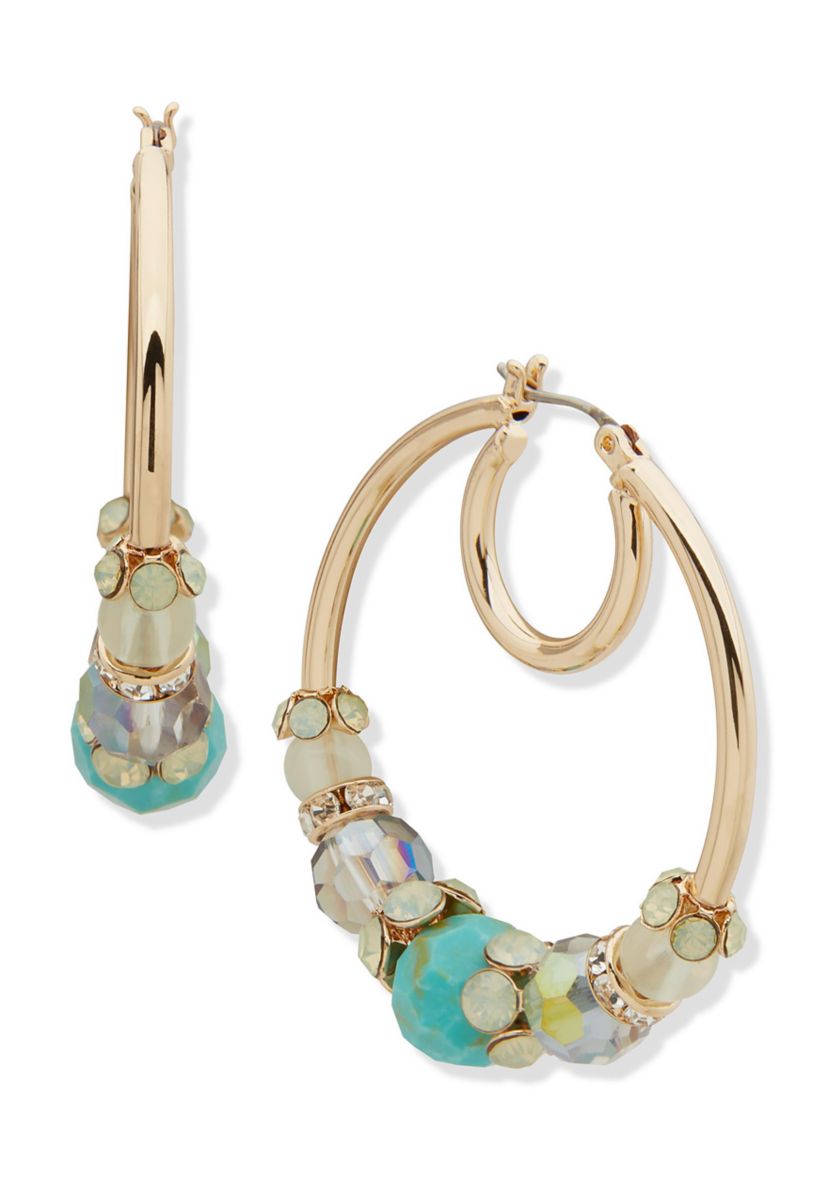 Gold Tone Multi Click It Hoop Earrings