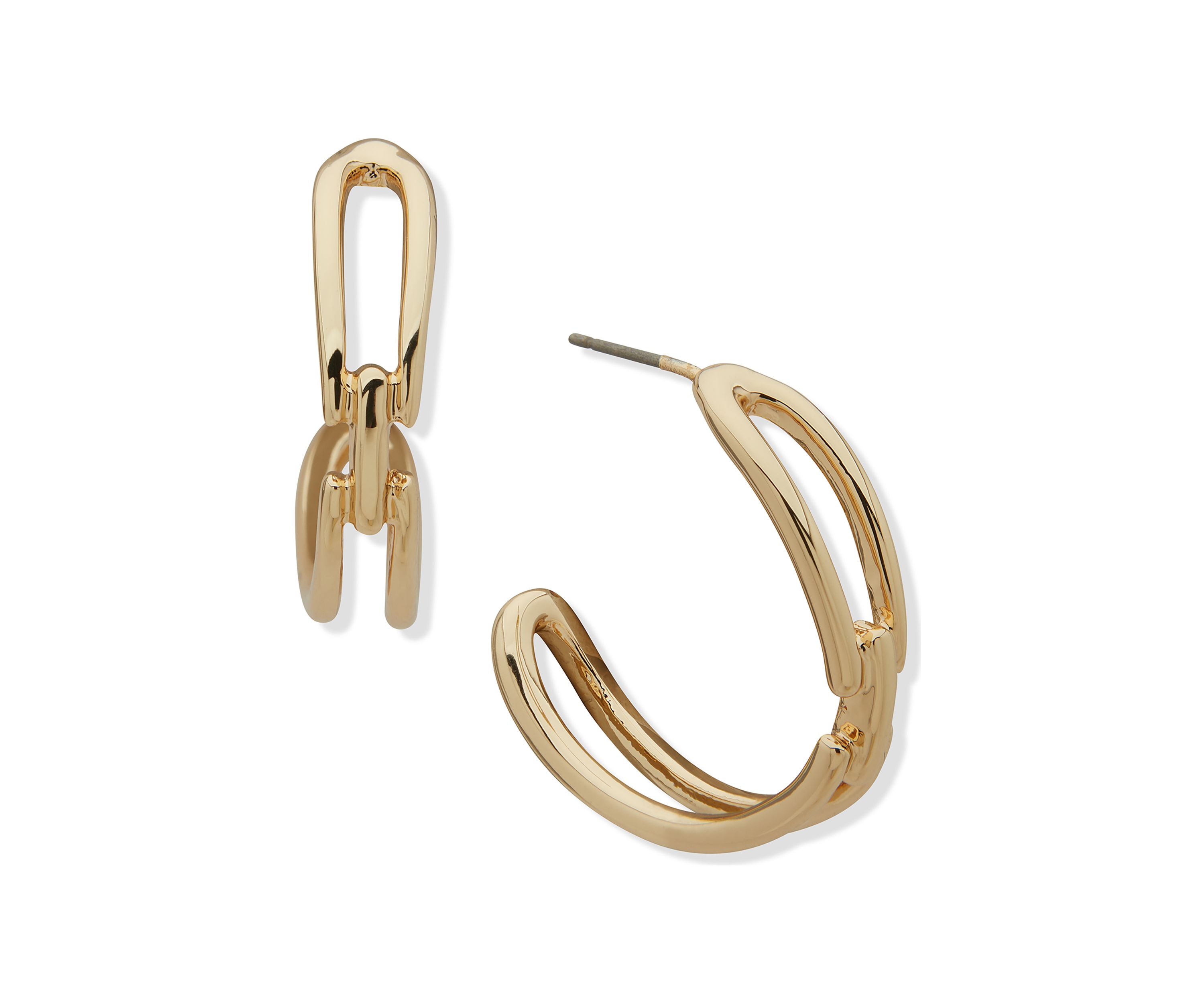 Gold Tone 28 Millimeter Interlocked C Hoop Earrings