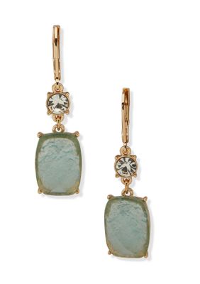 Gold Tone Stone Drop Earrings