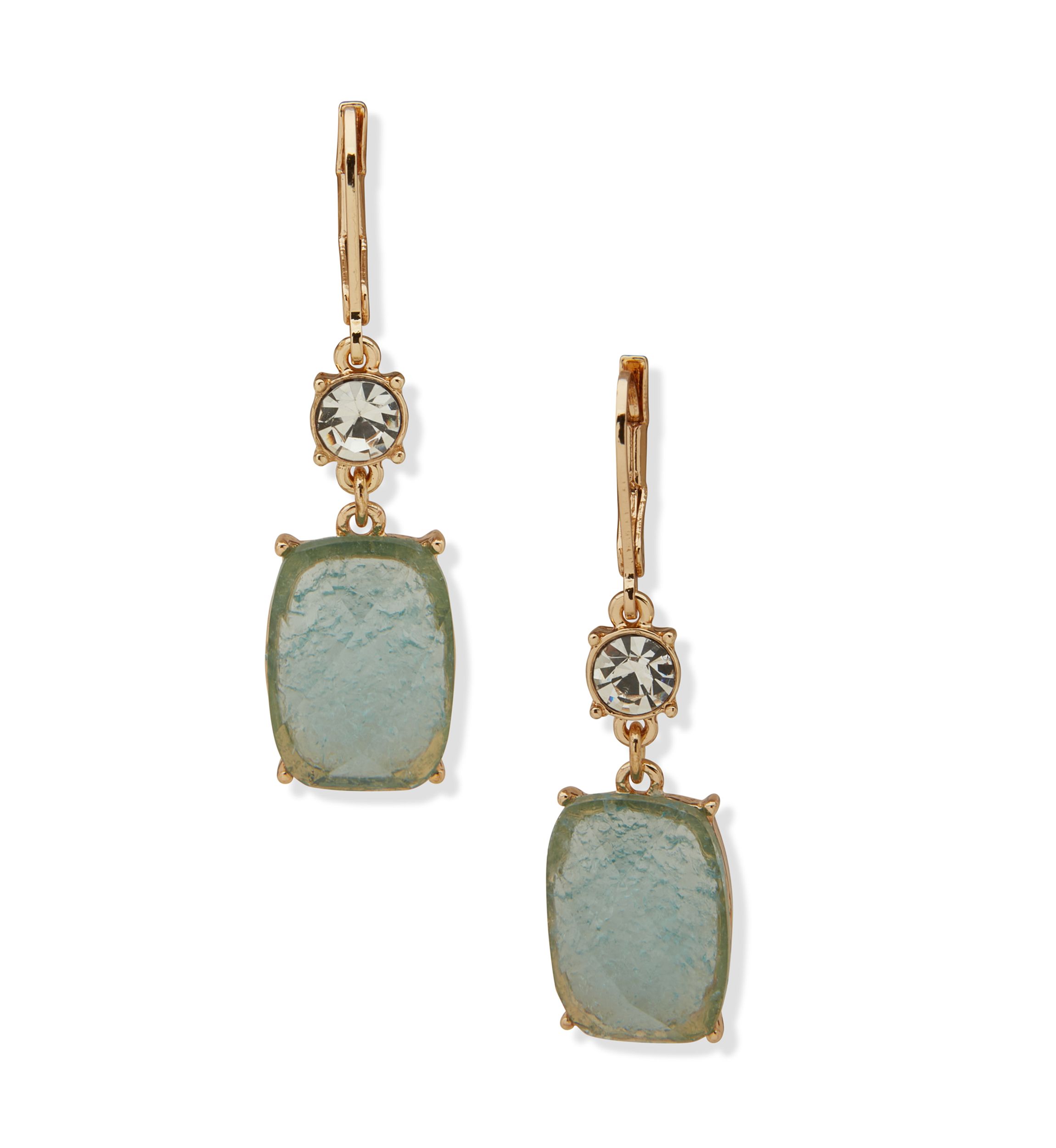 Gold Tone Stone Drop Earrings