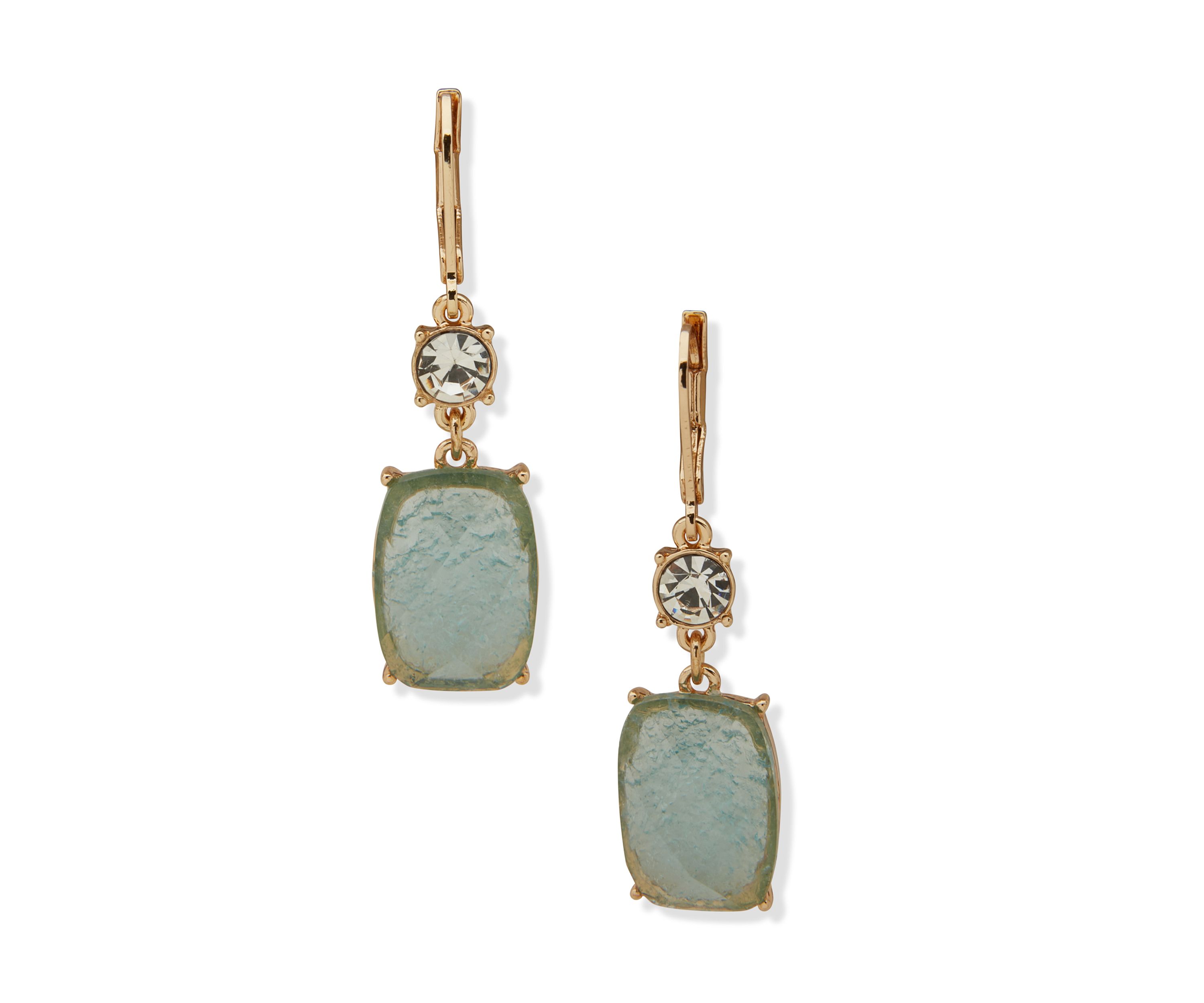 Gold Tone Stone Drop Earrings