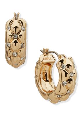 Anne Klein Crystal Quilted Hoop Earrings