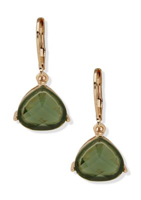 Anne Klein Green Stone Teardrop Earrings