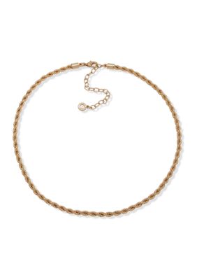 Gold Tone 16" Rope Chain Collar Necklace