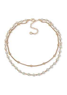 Anne Klein Gold Tone 16'' Pearl Multi Row Necklace, 16 in