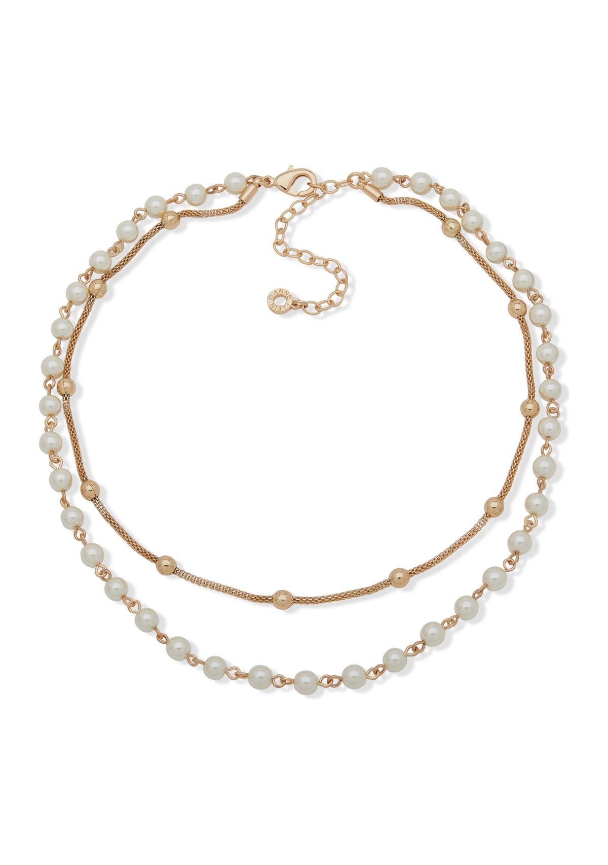 Gold Tone 16 Pearl Multi Row Necklace