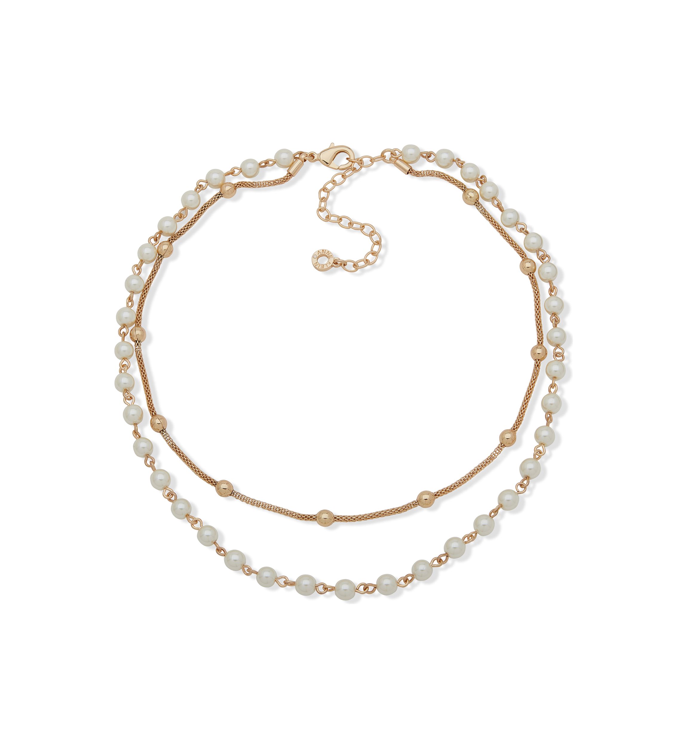 Gold Tone 16 Pearl Multi Row Necklace