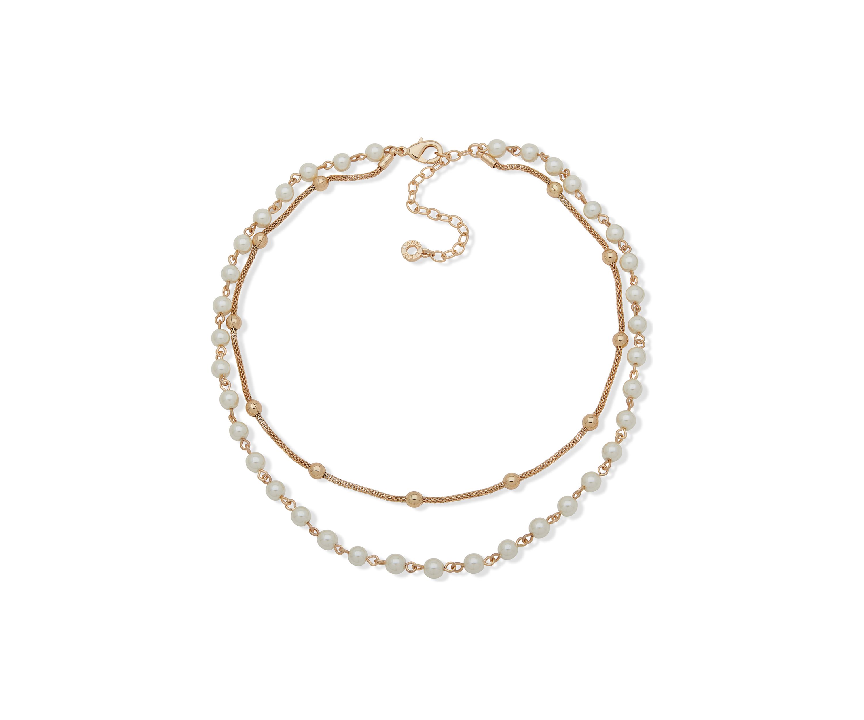 Gold Tone 16 Pearl Multi Row Necklace