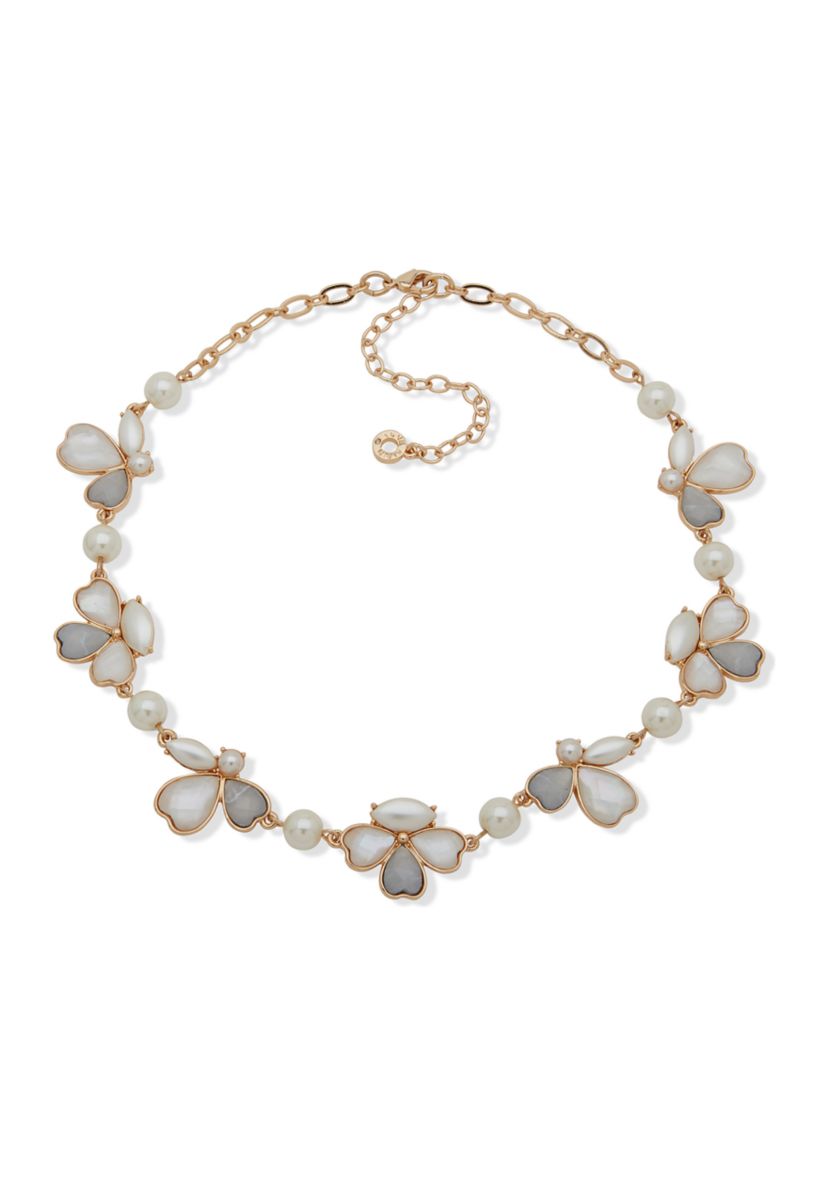 Gold Tone 16" Pearl Collar Necklace
