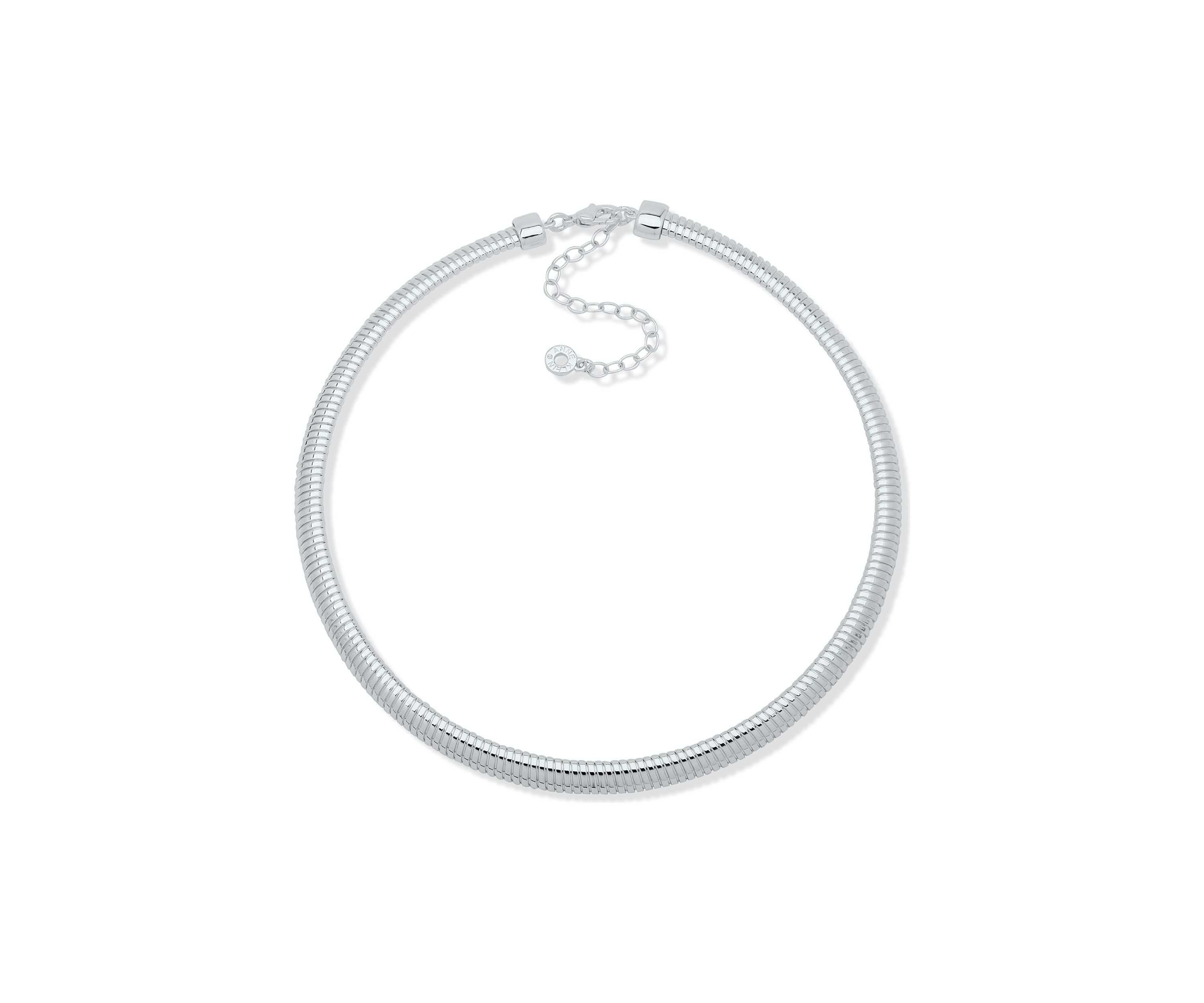 Silver Tone 16" Omega Chain Collar Necklace