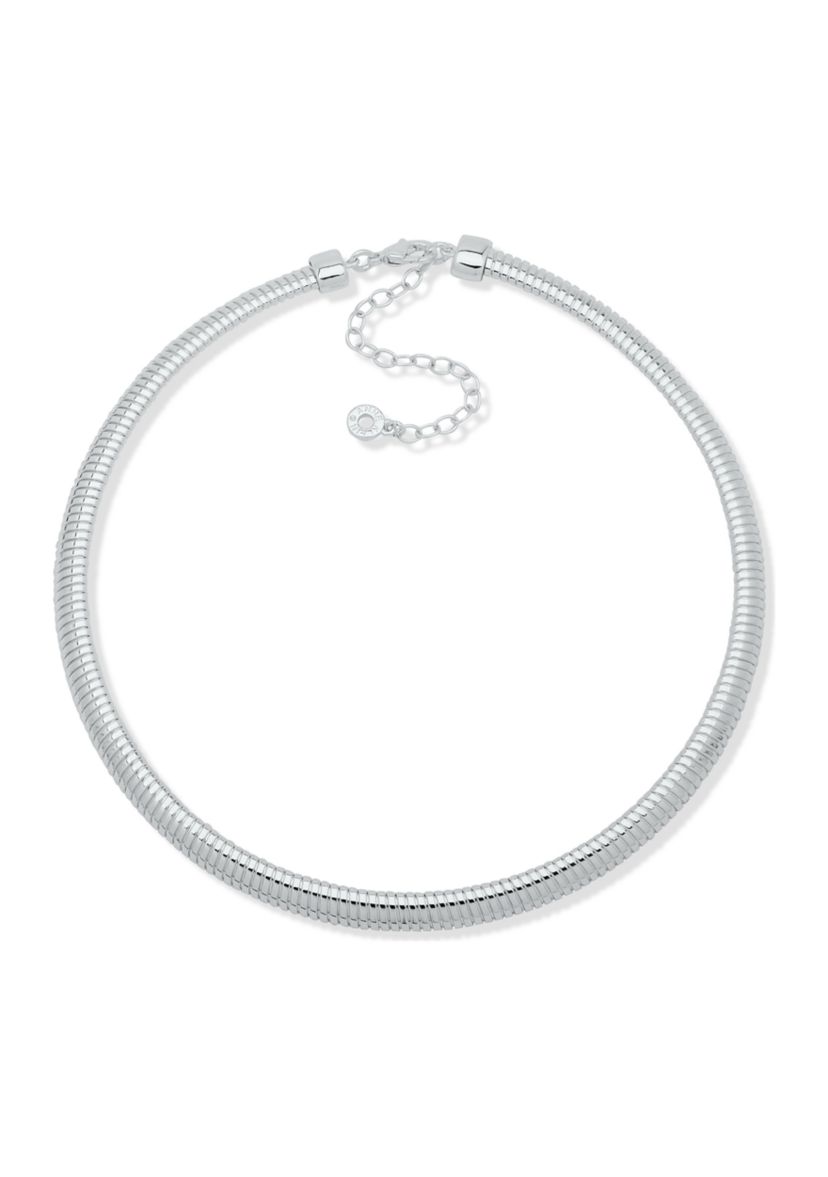 Silver Tone 16" Omega Chain Collar Necklace