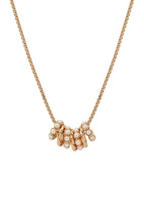 Gold Tone 32'' Pearl Strandage with Rondell Charms Necklace