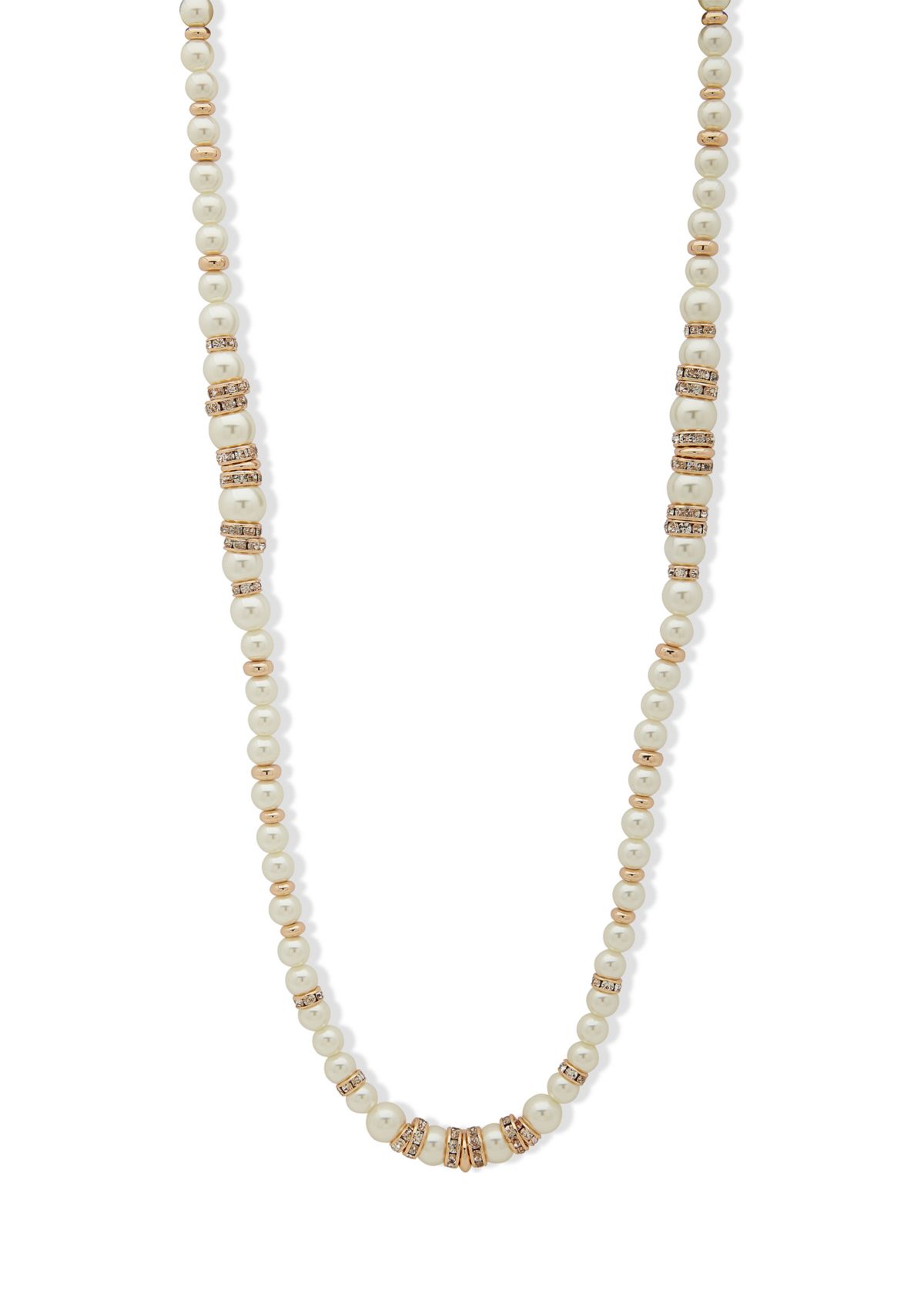 Gold Tone 42 Stationed Rondelle Necklace